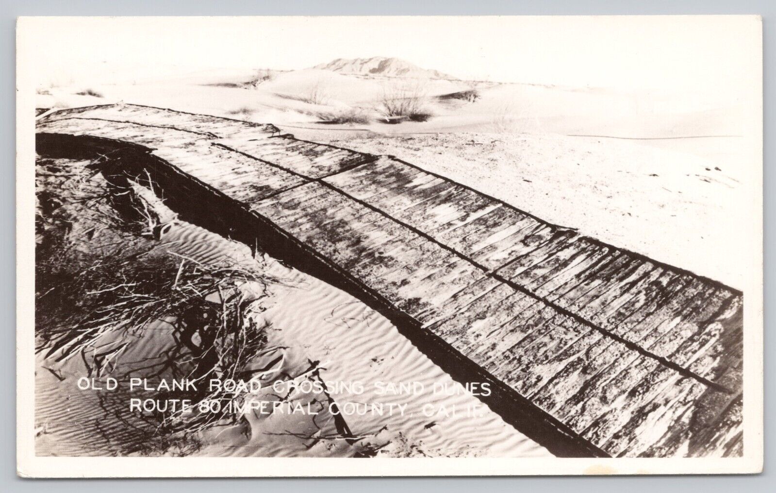 Imperial County California Old Plank Road Sand Dune VTG RPPC Real Photo Postcard
