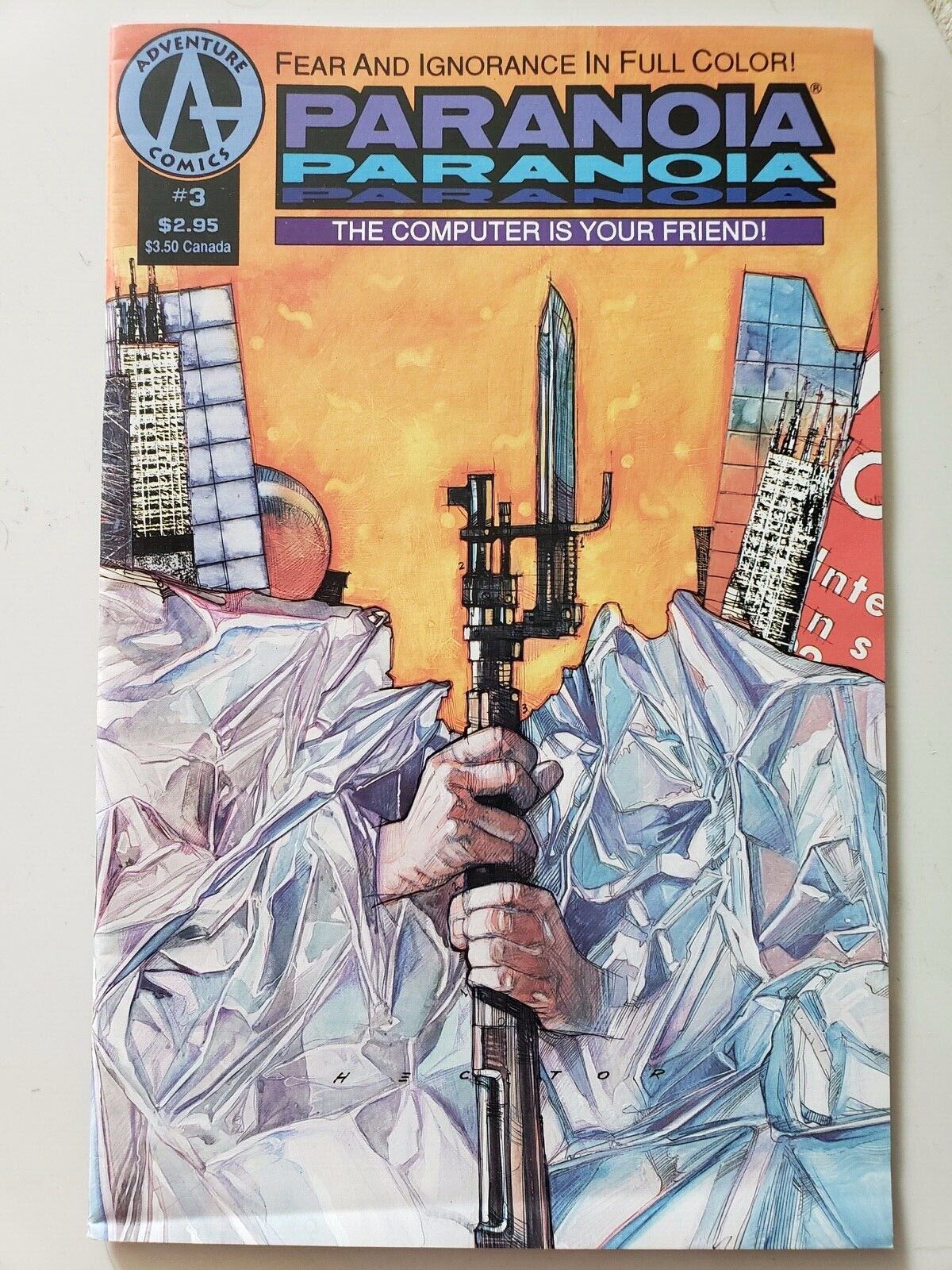 PARANOIA #3 (1991) ADVENTURE COMICS MALIBU GRAPHICS HECTOR COVER ART 1ST PRINT