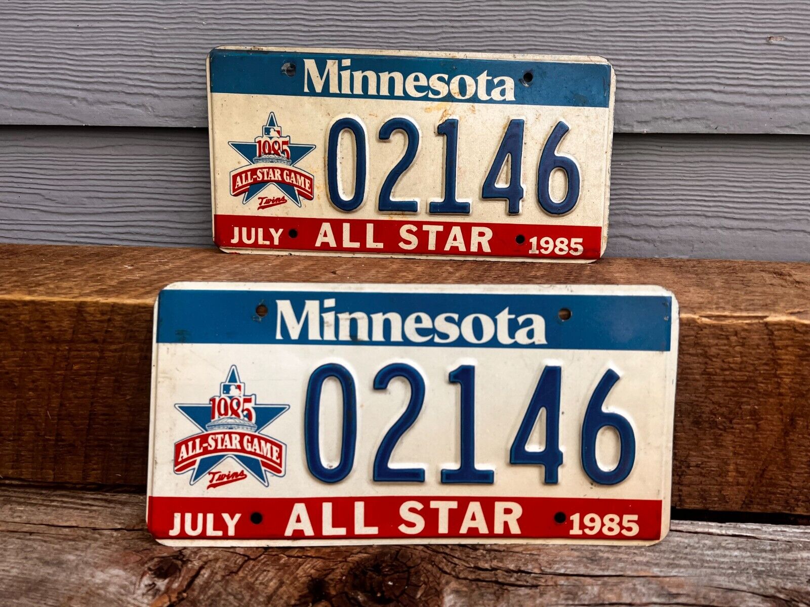 Rare Matching Minnesota Twins All Star Game 1985 Liscense plates MLB Vintage