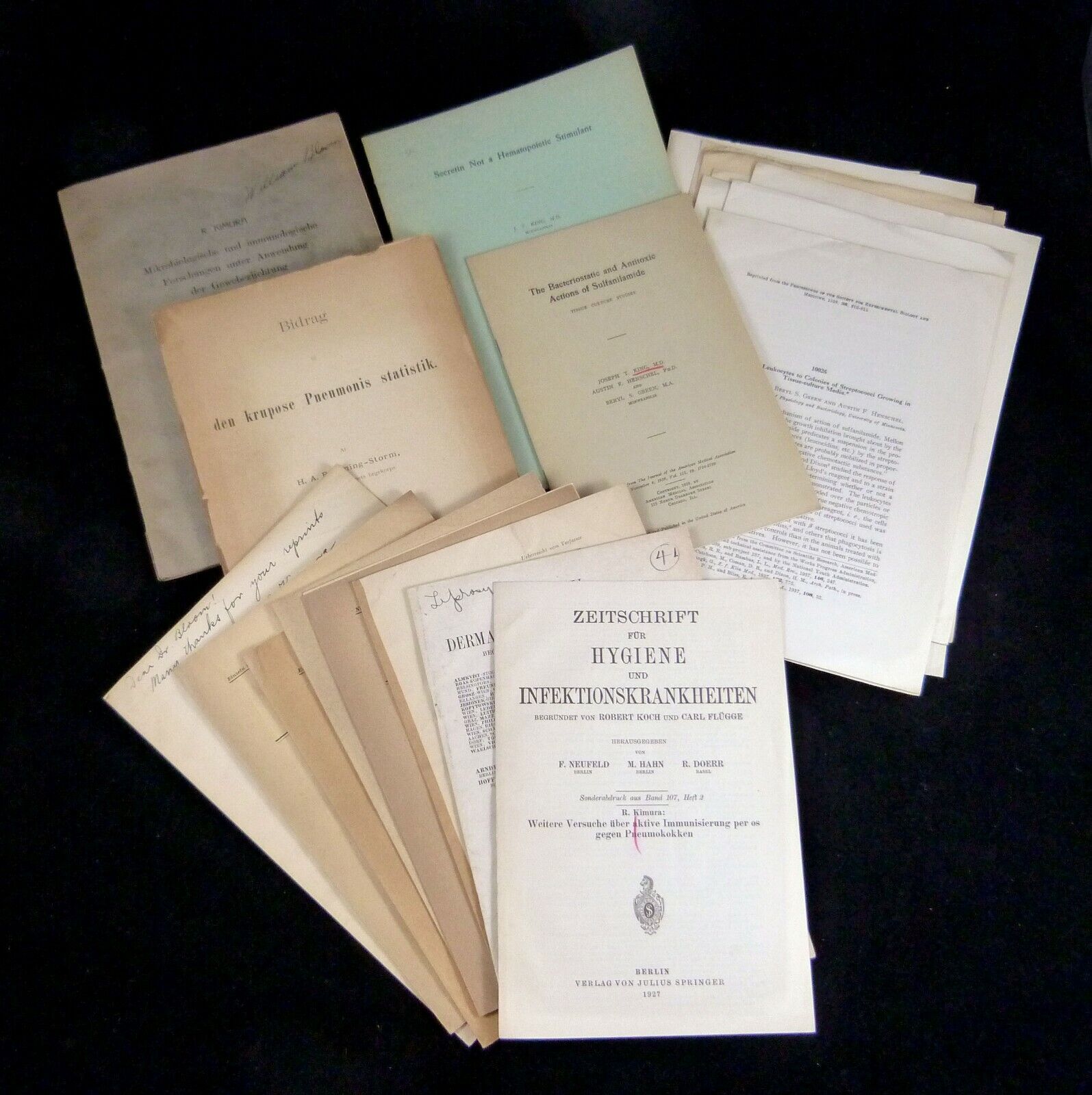 Medical Papers Lot Infectious Diseases W. Bloom R. Kimura J. T. King 1888-1946