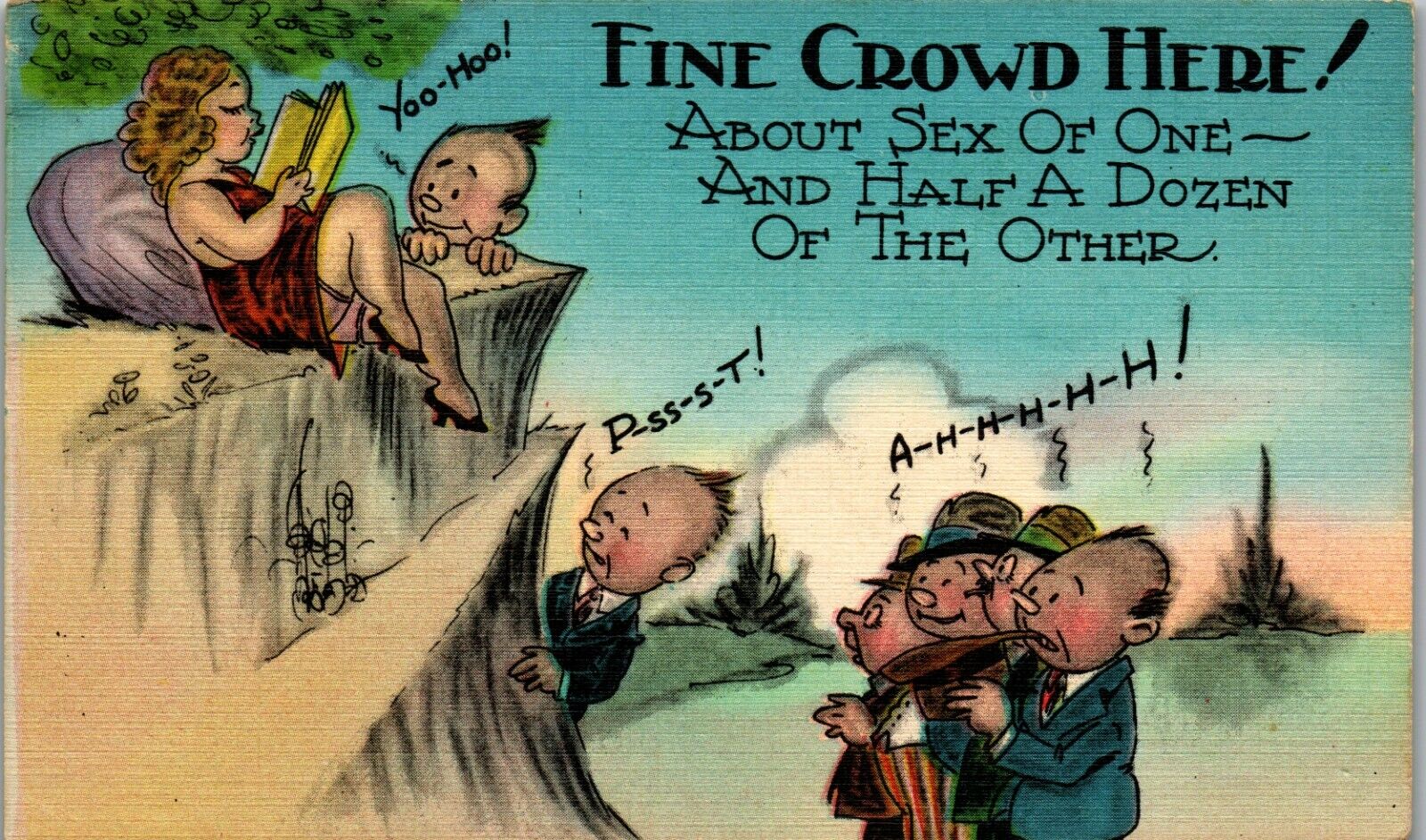 Sex of One Half Dozen Other Fine Crowd 1940\'s Era Humor Vintage Postcard
