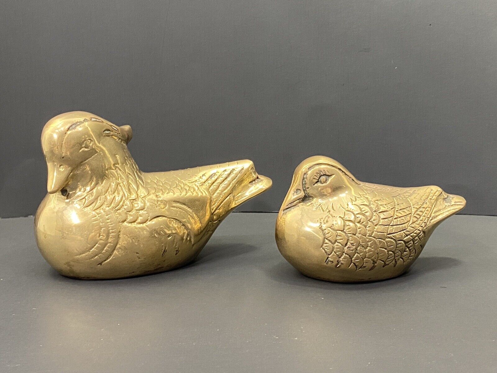 Brass Birds Quails Made In Taiwan Vintage Set Of 2