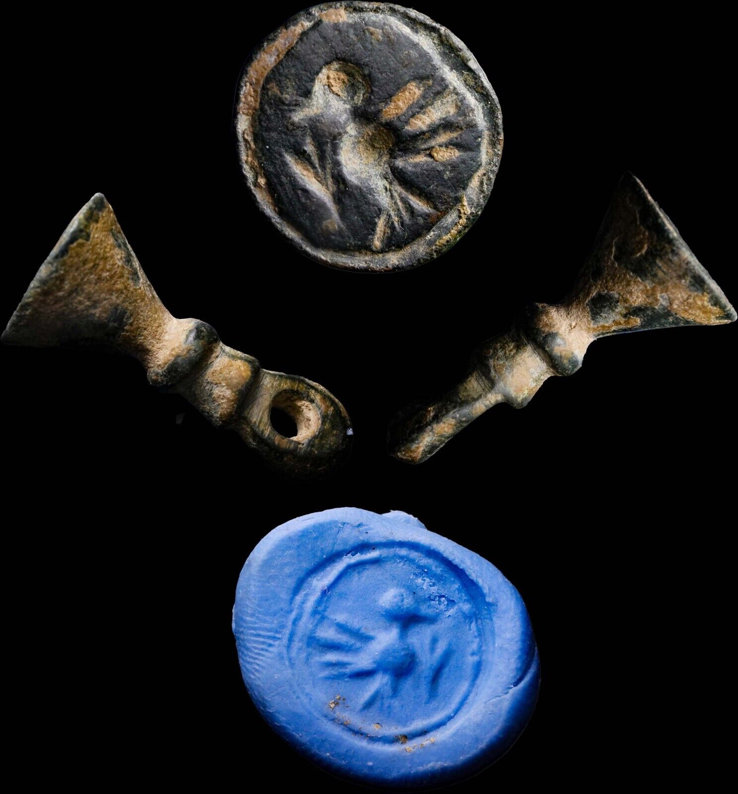 VERY RARE Ancient Mesopotamia Babylon Bronze Seal Bird Antiquity w/COA Artifact