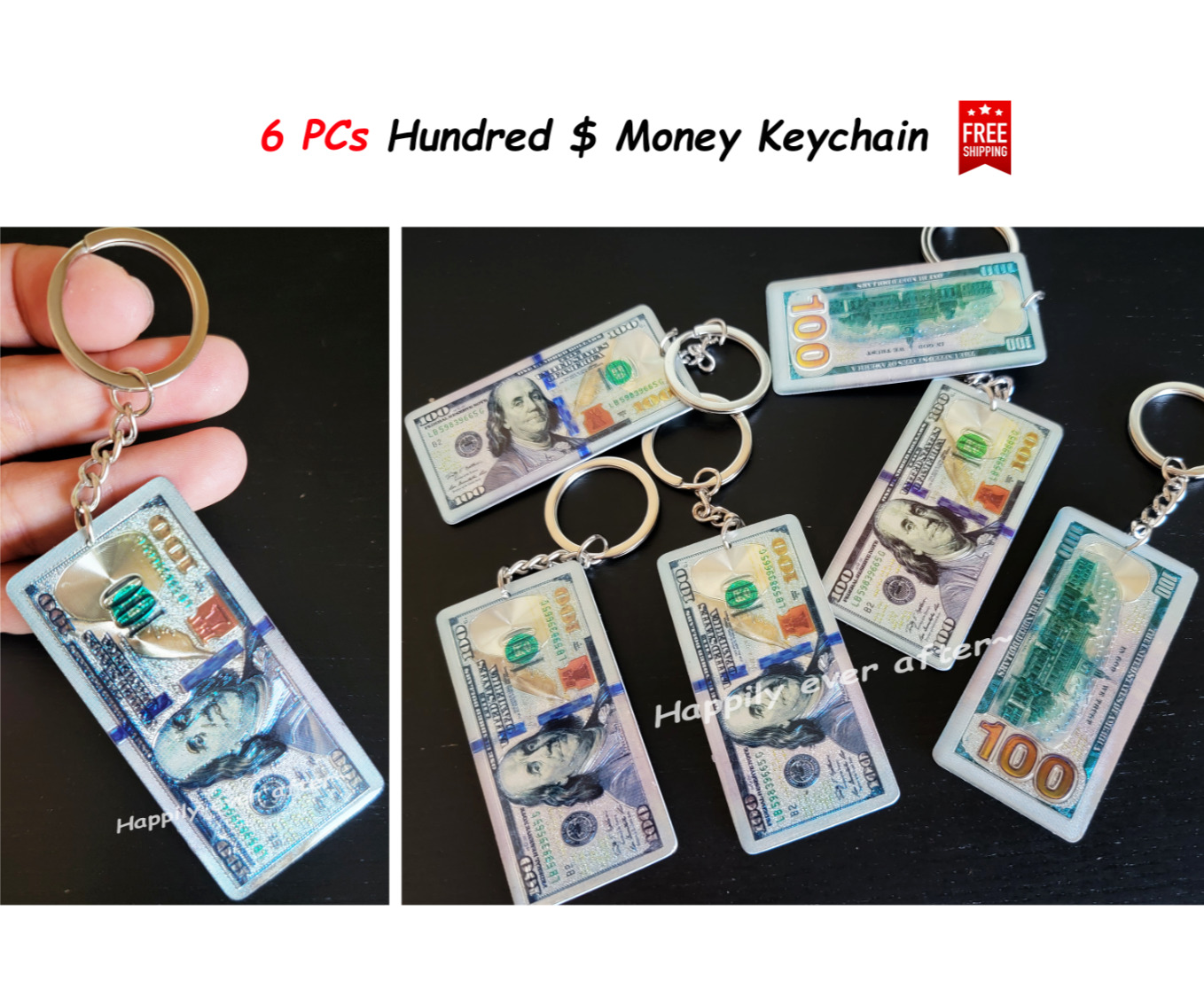 6 PCs Money Keychain/ Hundred Dollar Keychain/ Lucky Money Keychain *US SELLER*