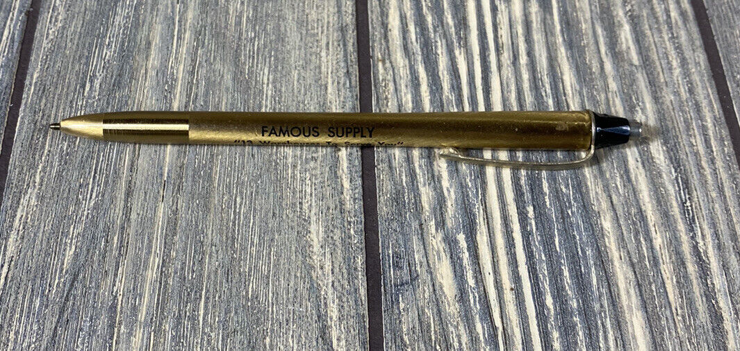 Vintage Famous Supply 13 Warehouses To Serve You General Controls Gold Pen