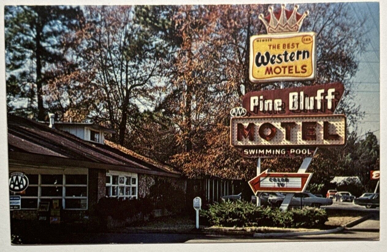 Pine Bluff Motel & Plantation Embers Restaurant Pine Bluff Arkansas AR Postcard