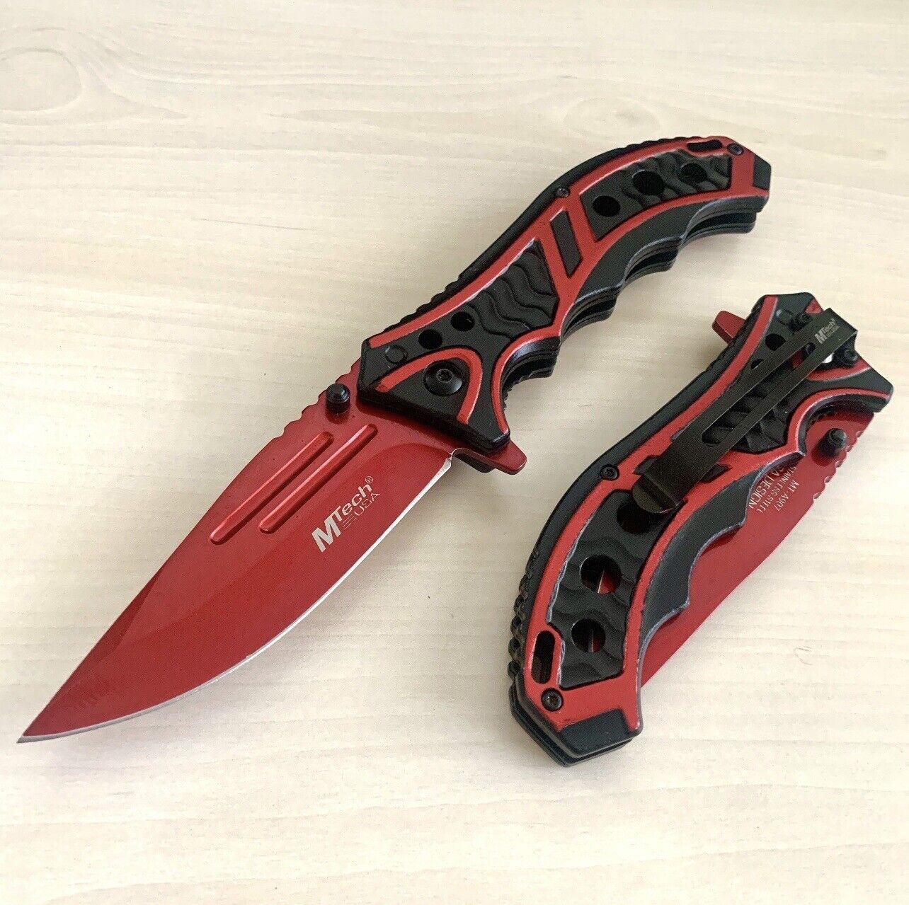 8.5” Red M-Tech Tactical Spring Assisted Open Blade Folding Pocket Knife