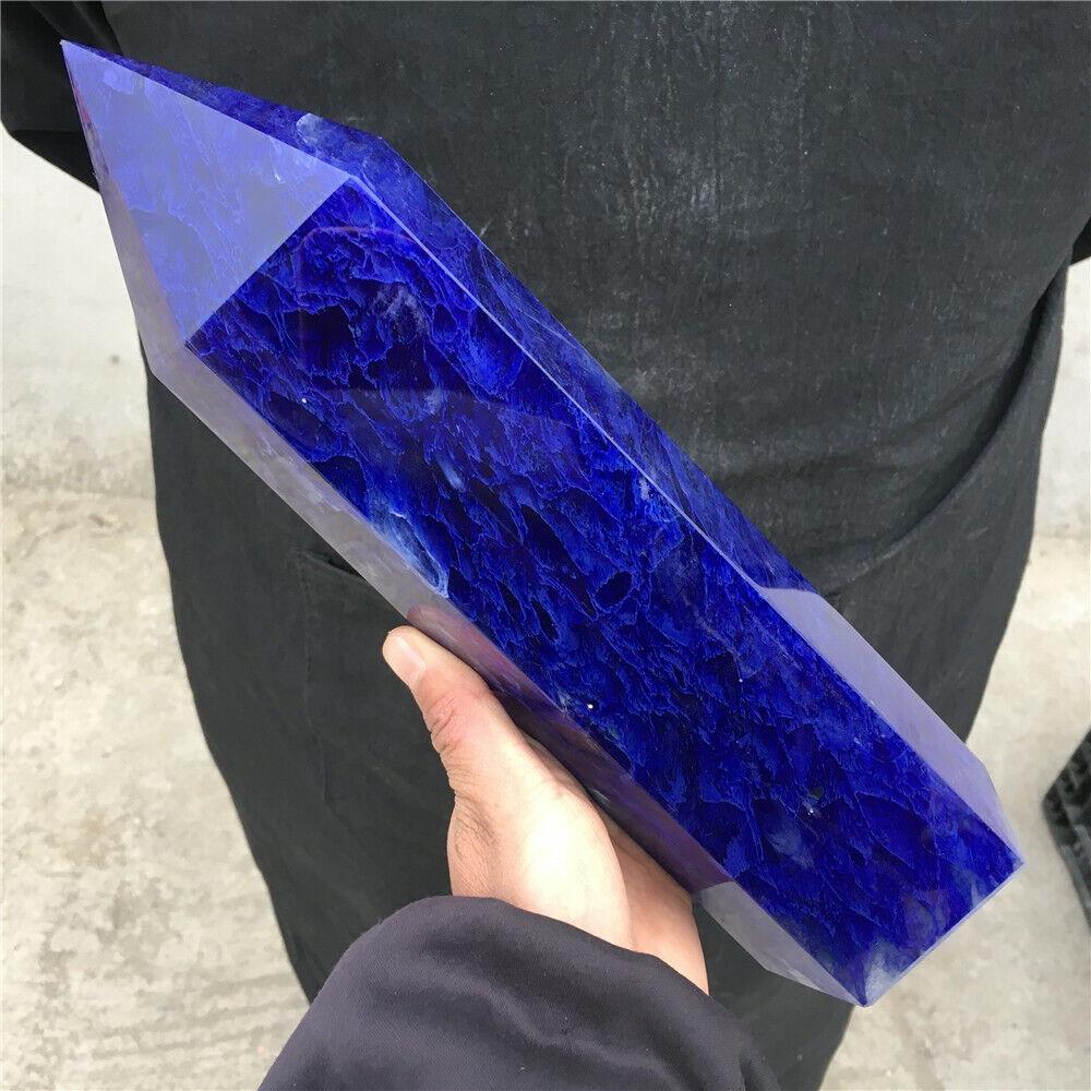 5.3LB Blue Melting stone obelisk quartz crystal wand point healing SS775-EH