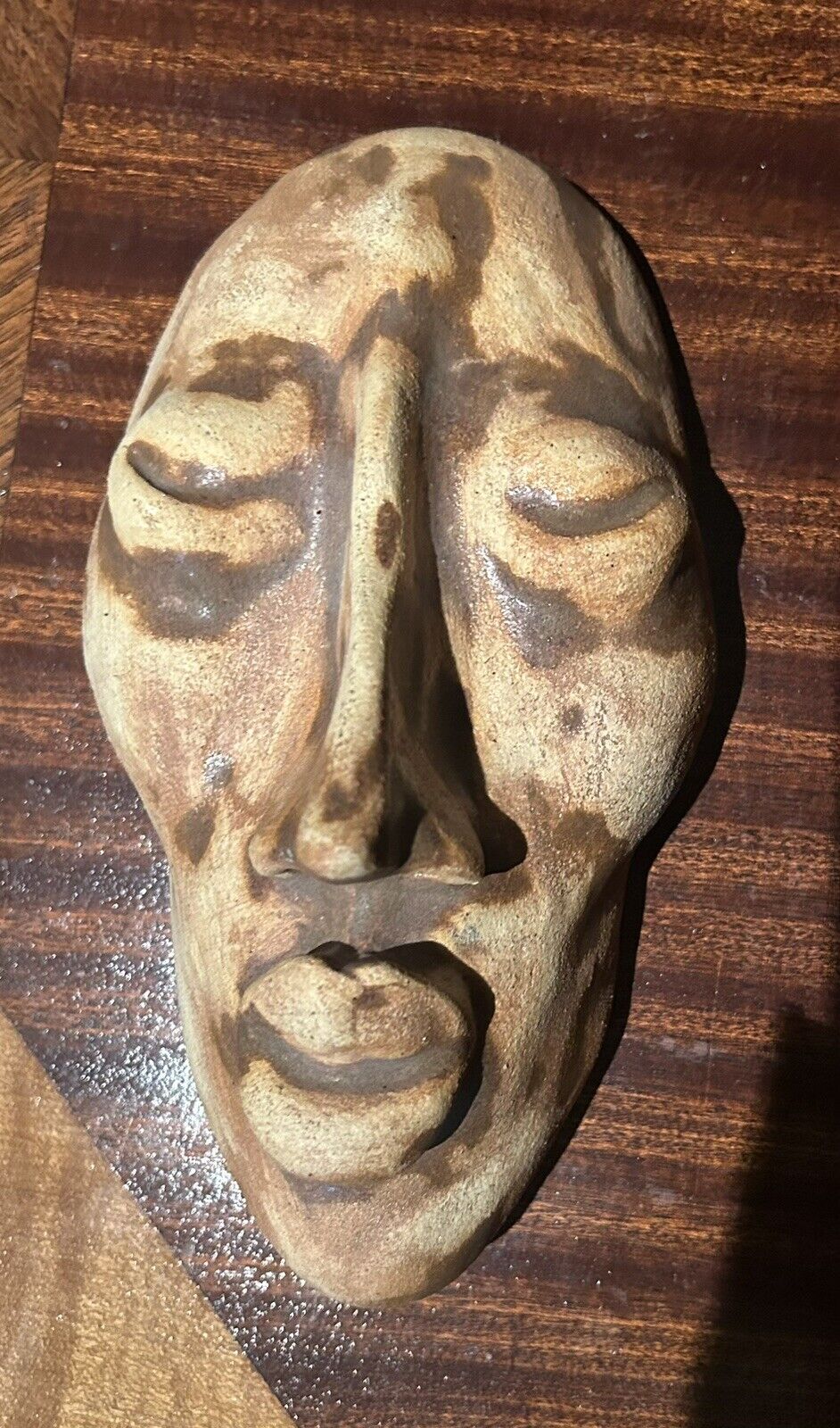 Primitive Sculpture Handcarved Face clay