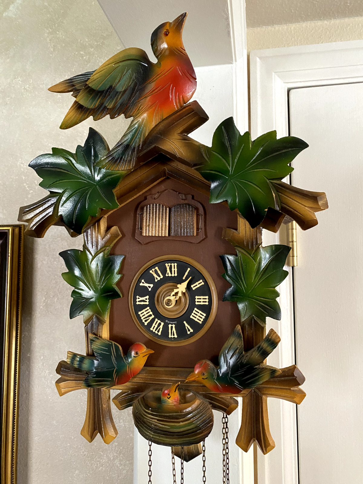 Cuckoo Clock w/ Music Box - Black Forest Germany - Vintage 1970s - Needs Repair