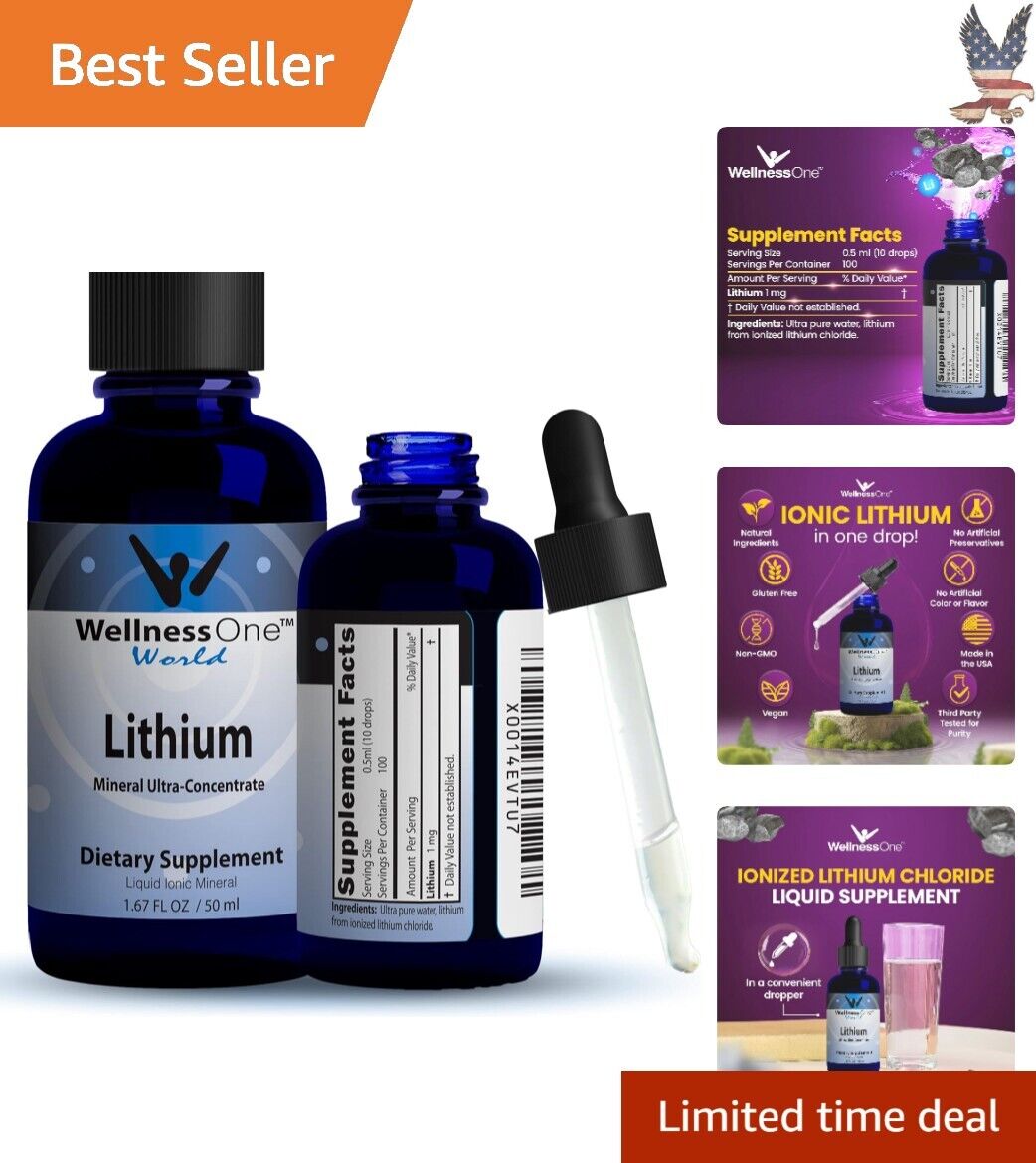 Premium Organic Lithium Brain & Mood Support Drops - 1.67 fl oz - Gluten Free