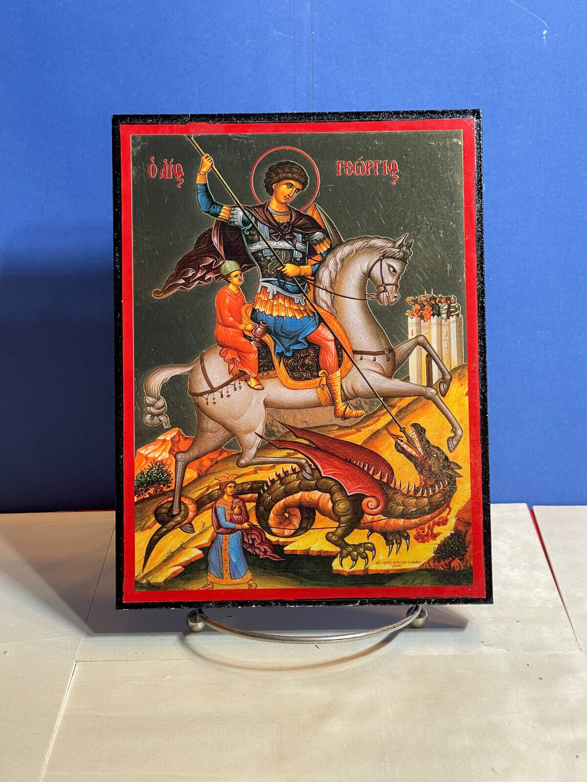 Saint George -Orthodox high quality byzantine style Wooden Icon 6x8