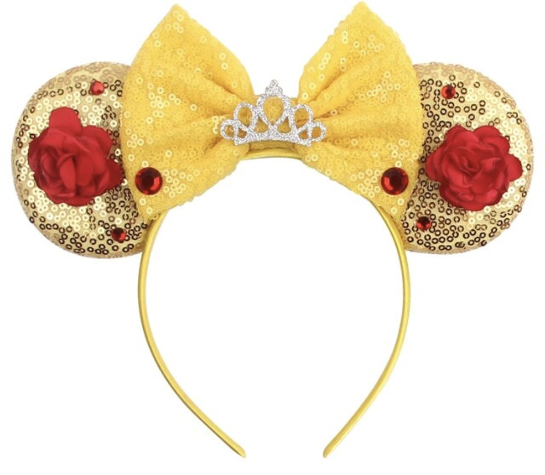 Beauty and the Beast Minnie Mouse Ears Headband-Disney Belle Mickey Ear HANDMADE