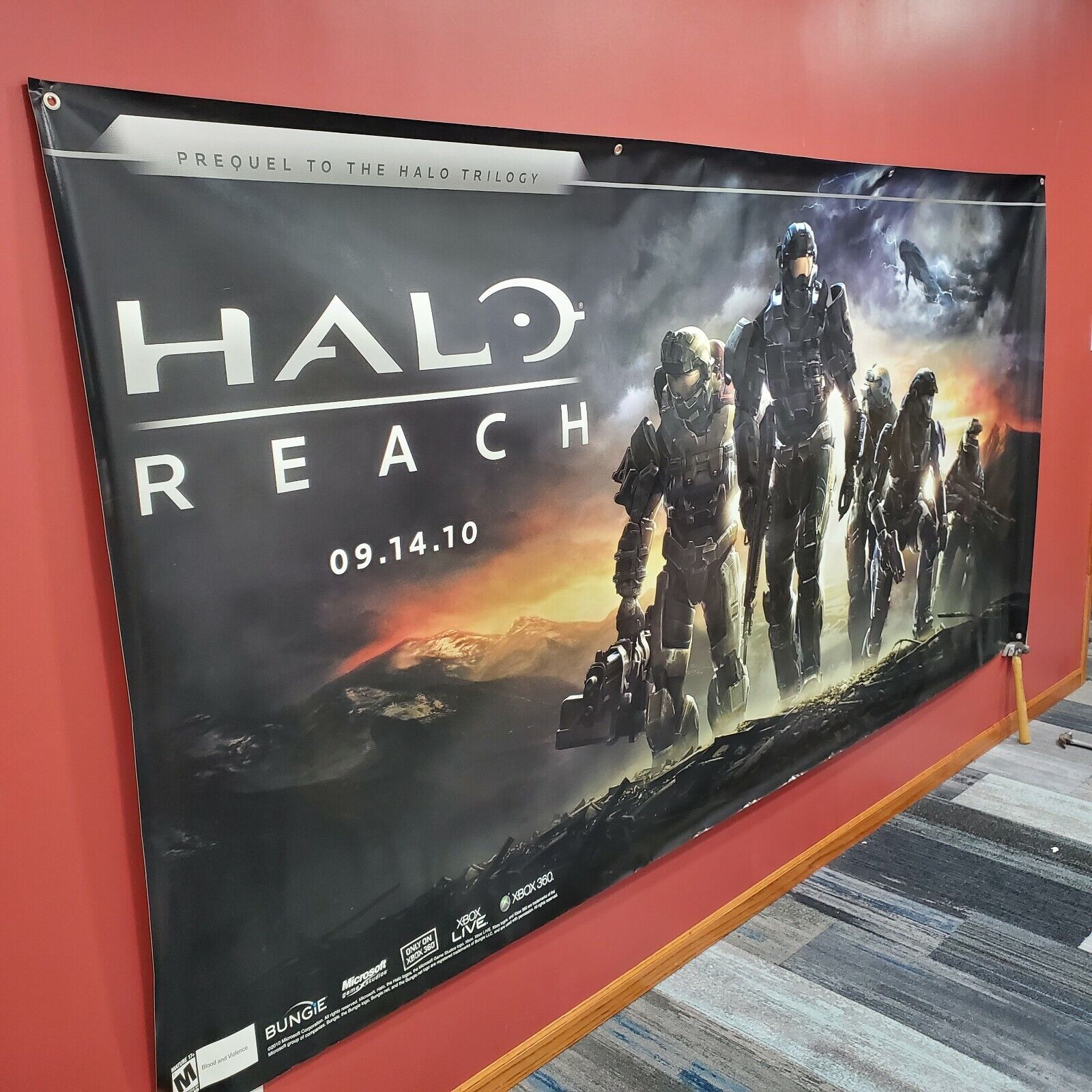 Halo Reach Xbox 360 2010 Vinyl Banner Wall Poster Official Advertising Art Rare