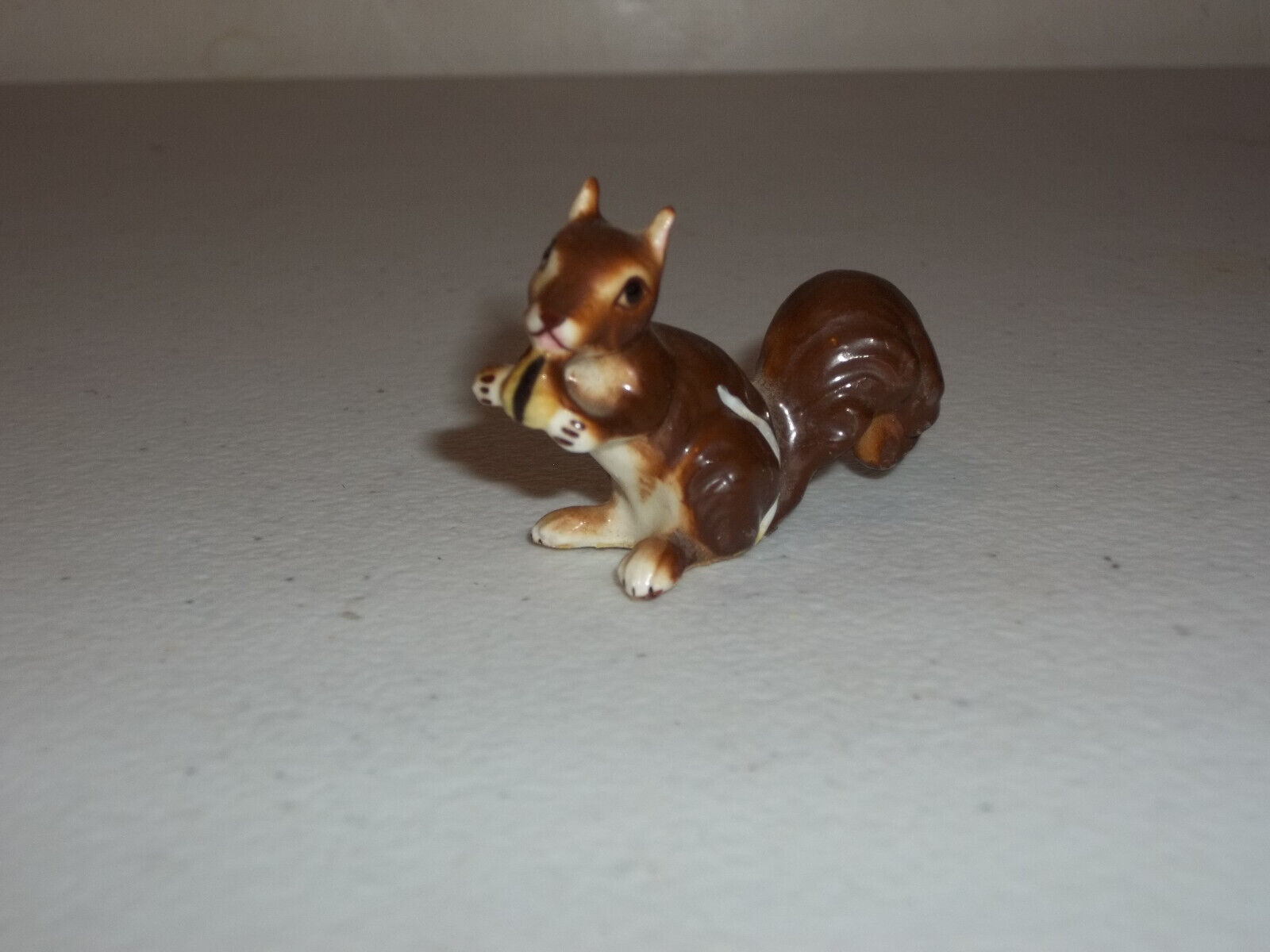 Vintage Ceramic Porcelain Squirrel Figurine Adorable 1.25” Shelf Sitter Decor