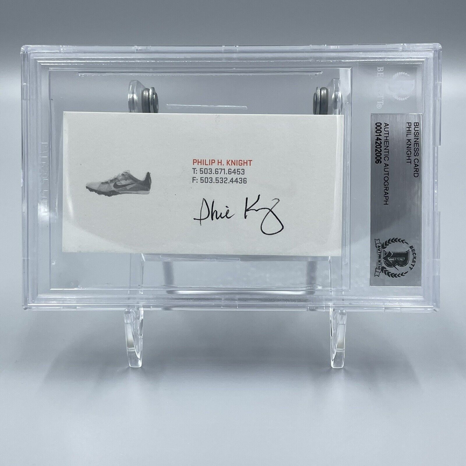 Phil Knight Signed Autographed Nike Business Card Beckett BAS