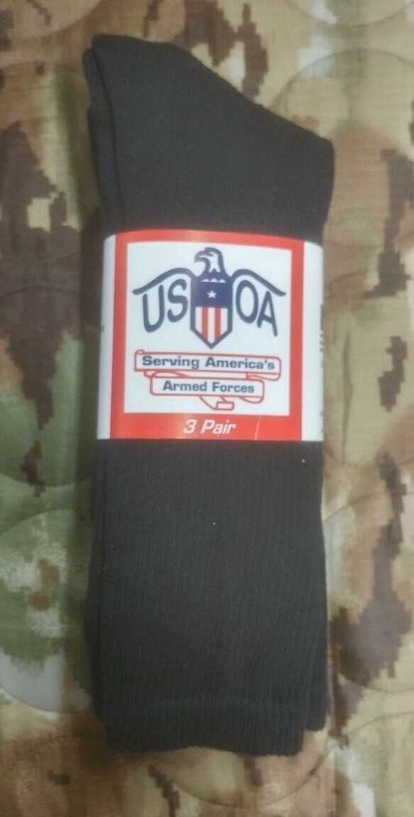 USGI Boot Socks Anti-Microbial 3 Pair Black Medium 10-13
