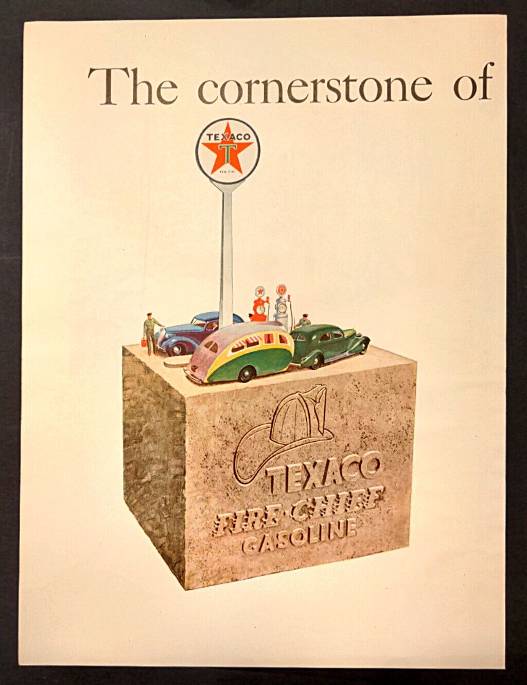 1937 TEXACO Fire Chief Gasoline Cornerstone Cars Travel Trailer  Print Ad  