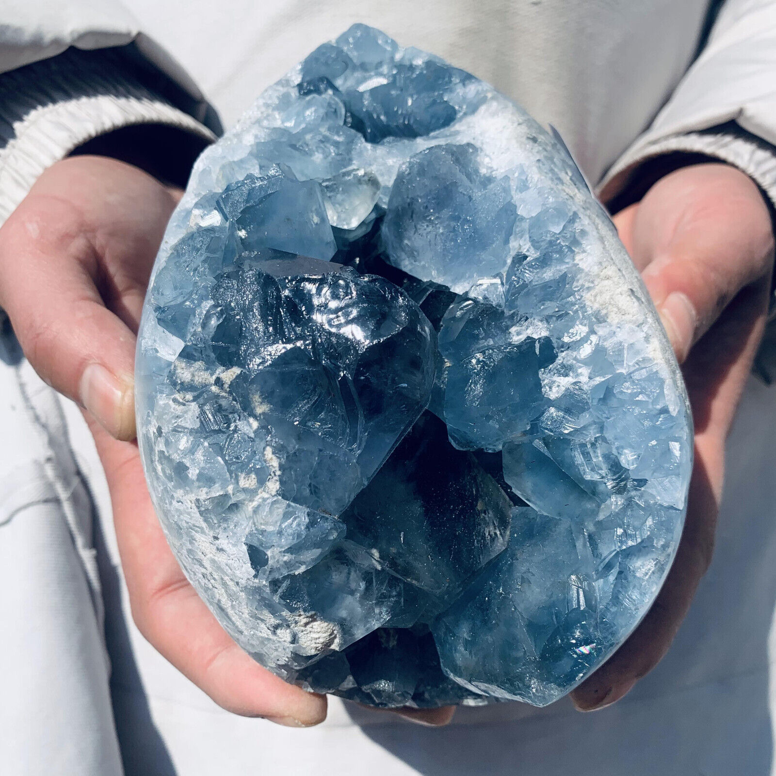 7.36LB Natural Beautiful Blue Celestite Crystal Geode Cave Mineral Specimen