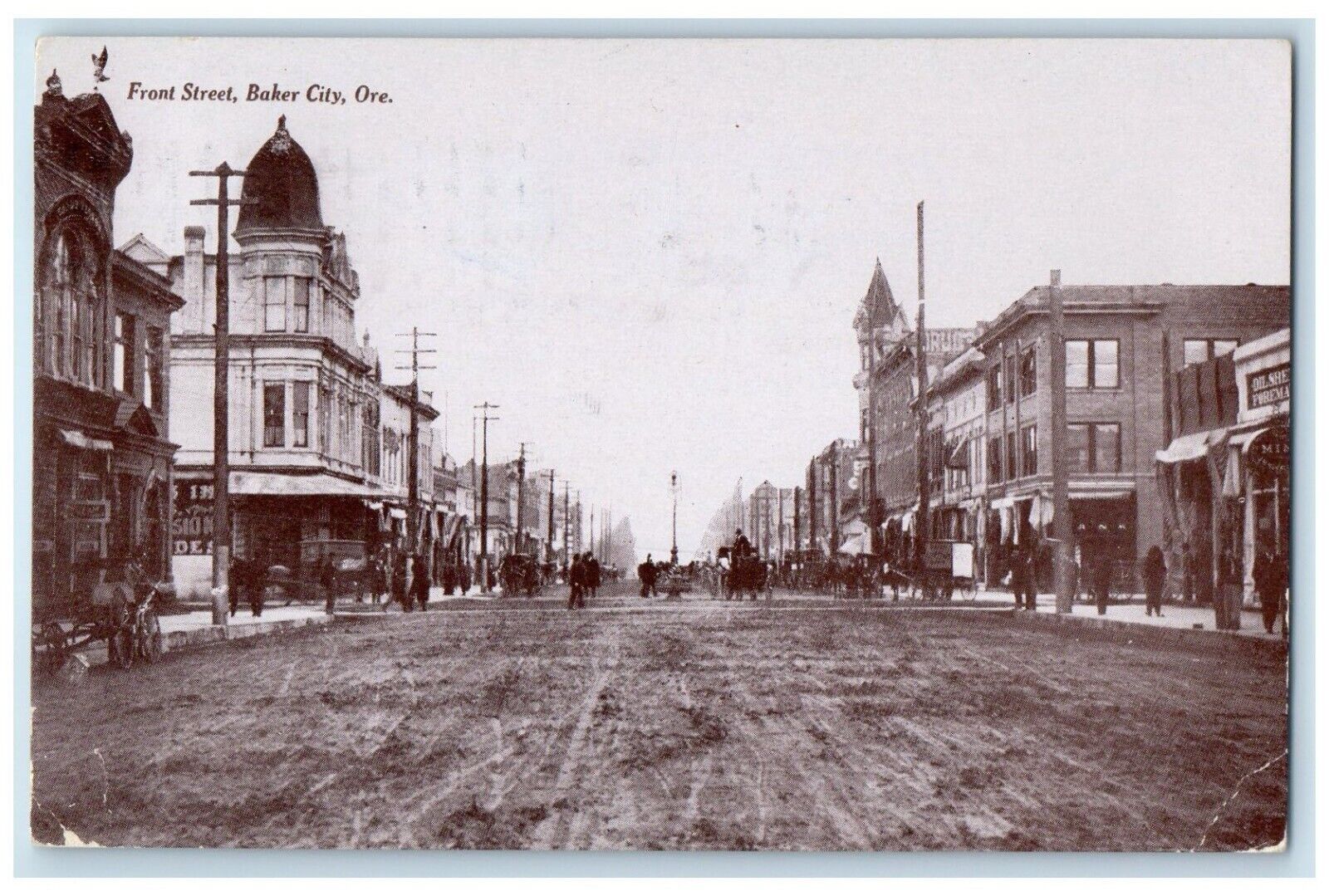 1908 Front Street Exterior Building Baker City Oregon Vintage Antique Postcard