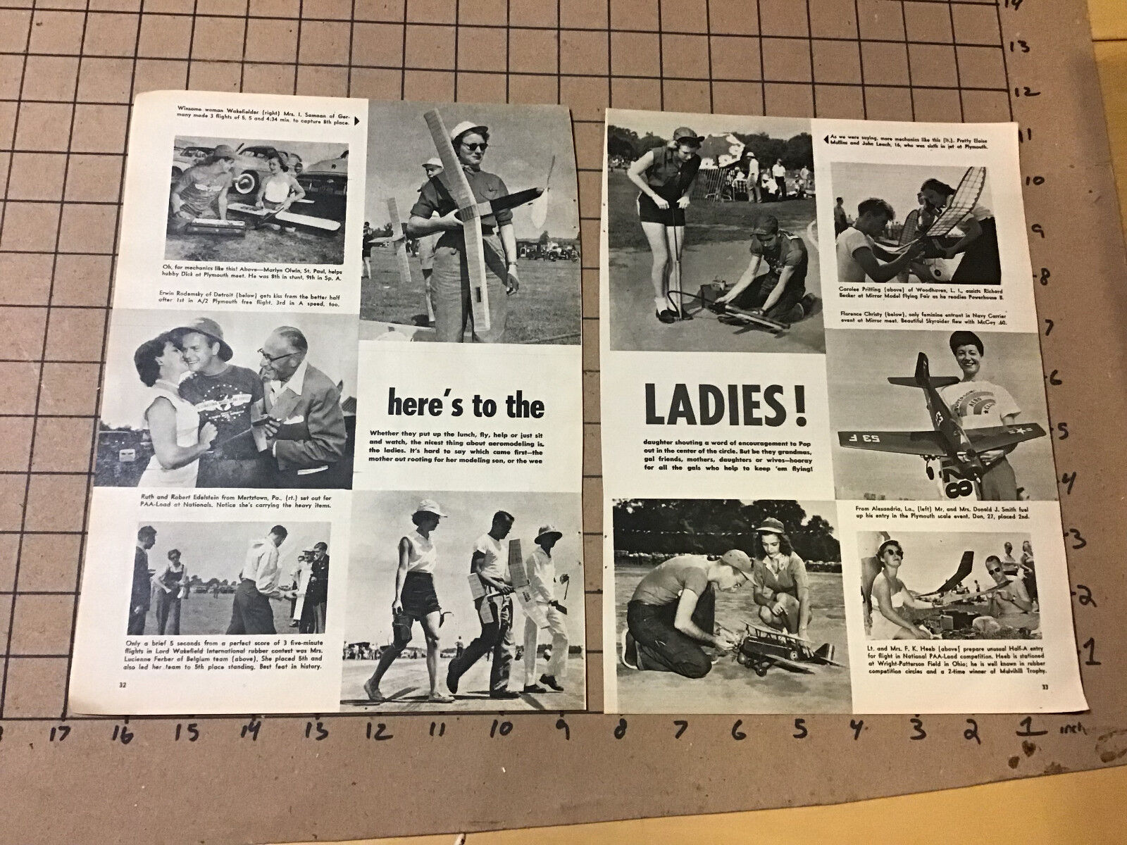 vintage original 1954 Article: 2 pgs -- Here's to the LADIES -- MODEL PLANES