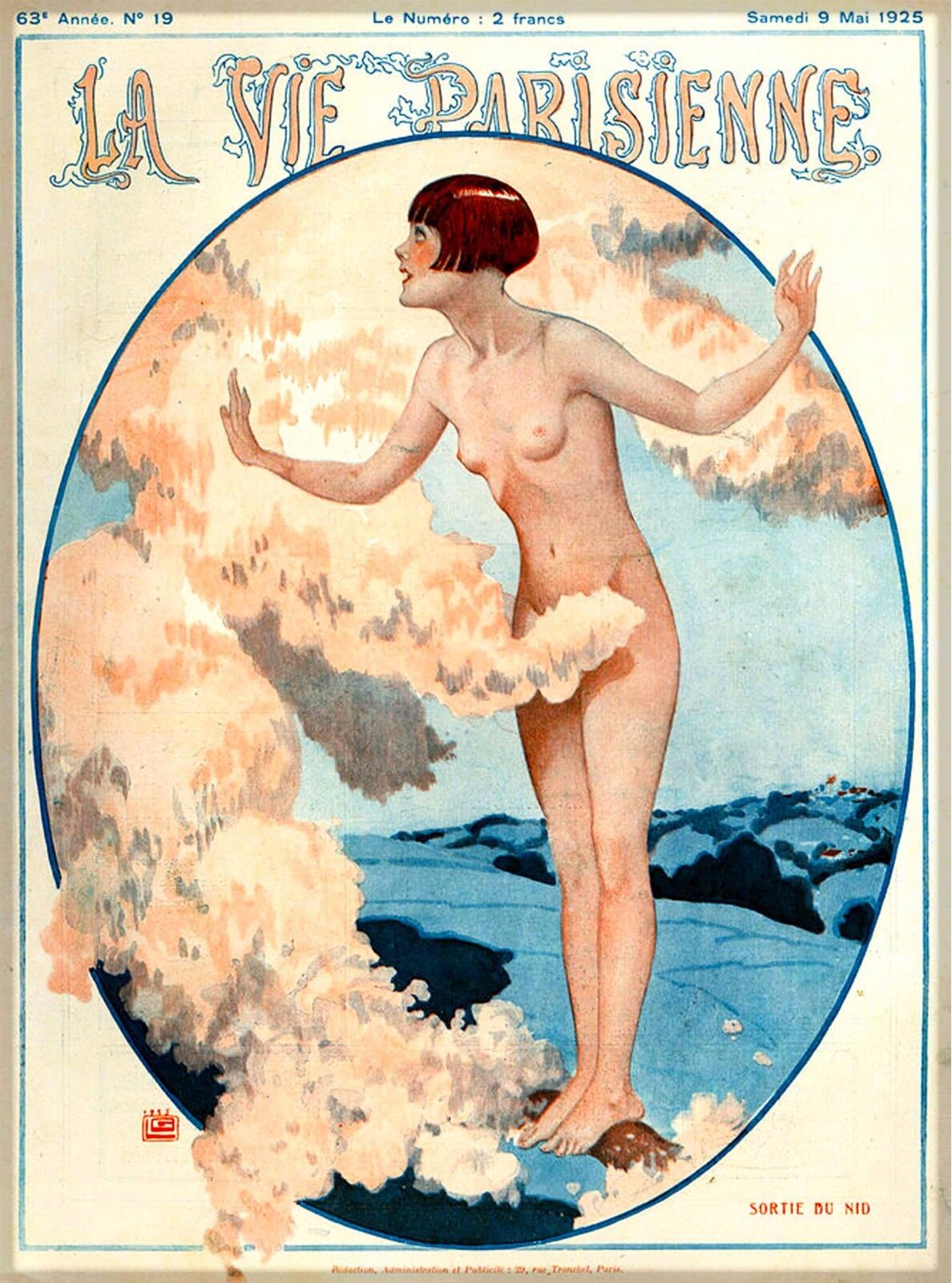 1925 La Vie Parisienne Sortie French Nouveau France Travel Advertisement Poster