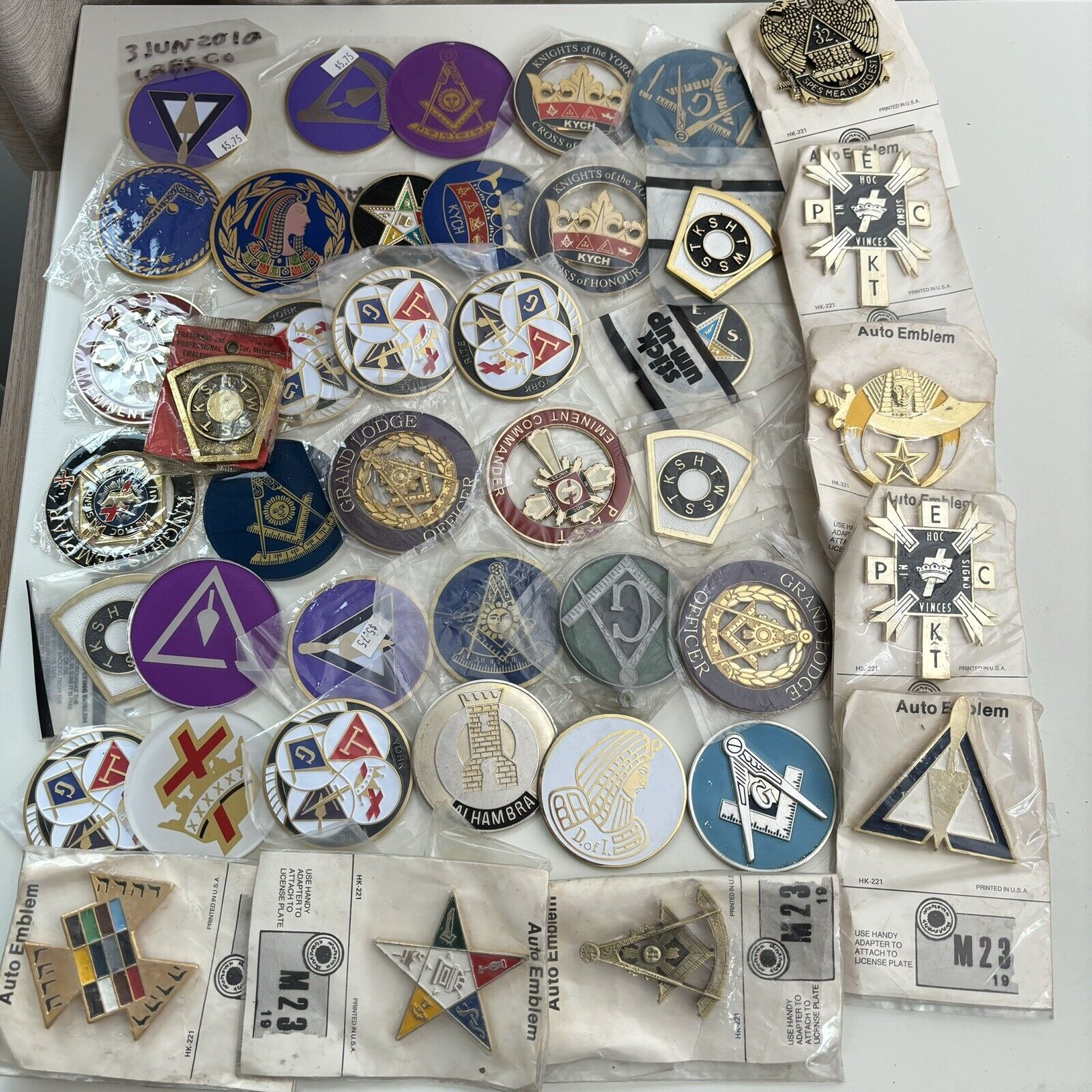 Huge Lot of Vintage Masonic & Shriner Auto Emblems Freemasons York Rite KYCH #2