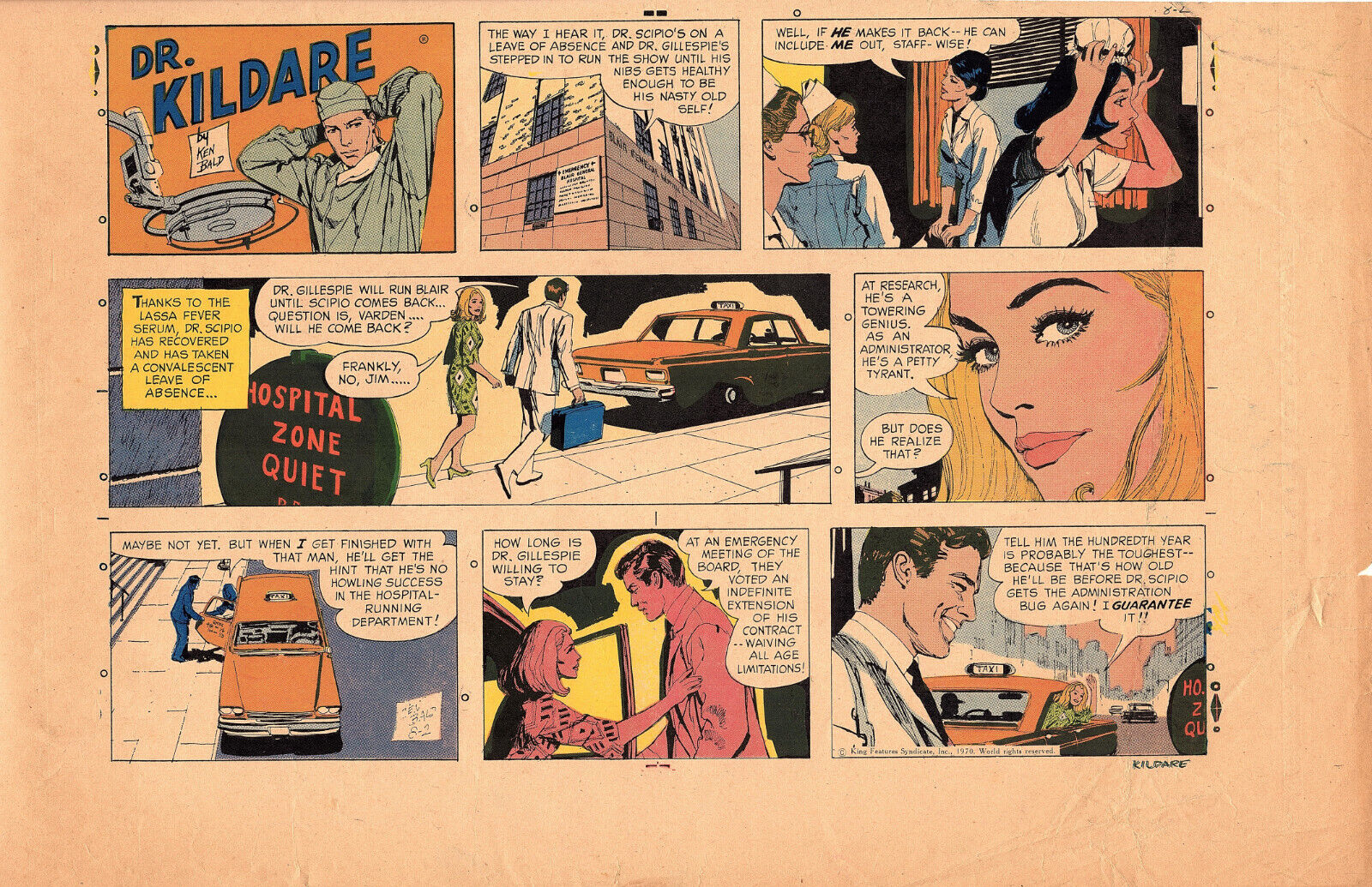 Dr. Kildare 1960s comic strip original printer proofsheet Ken Bald art Near Mint