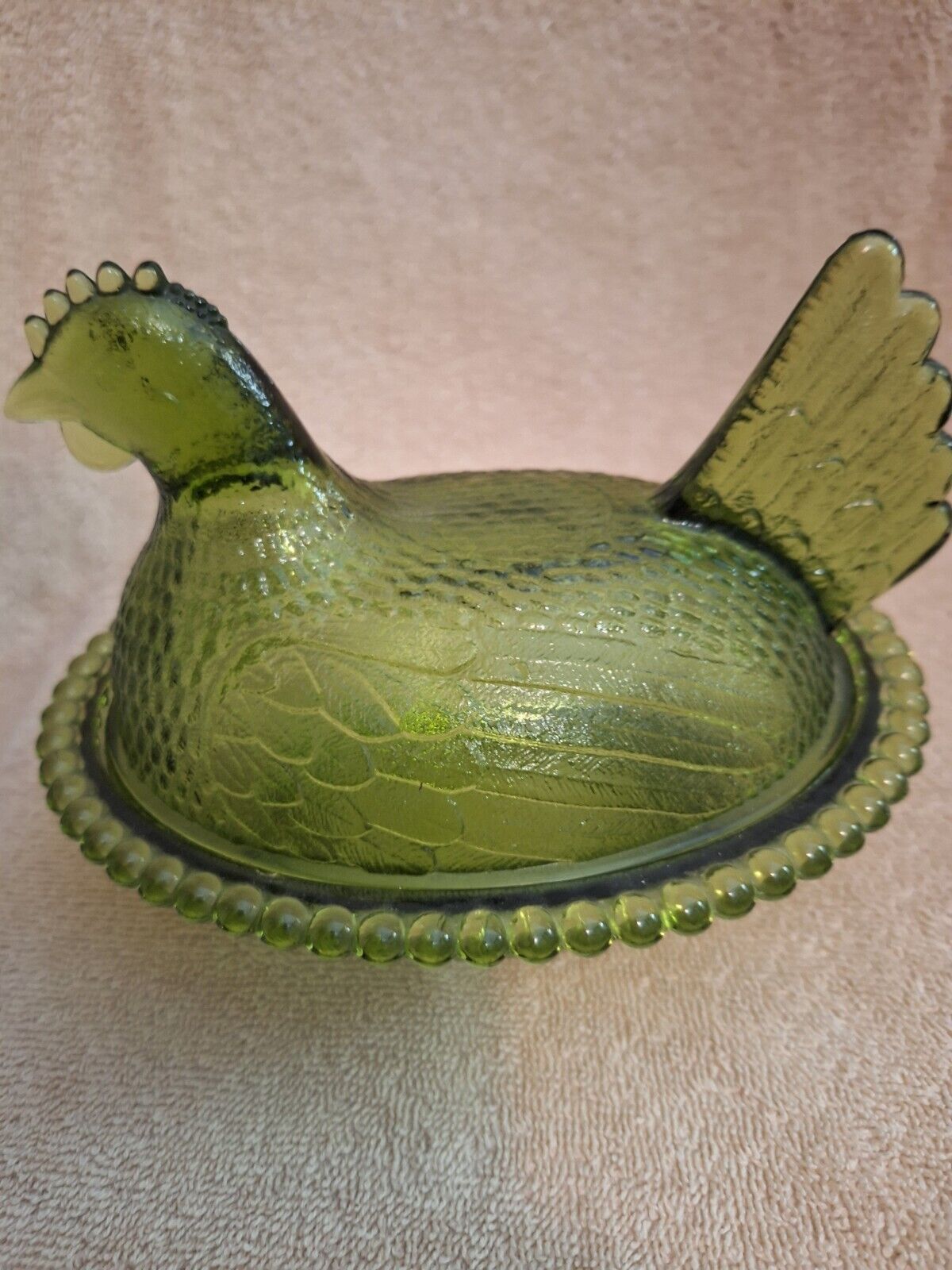 vintage green candy dish with lid