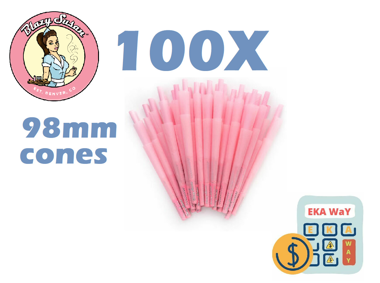 100X BLAZY SUSAN 98 MM Size Cones Organic Pink Cones 100 ct 