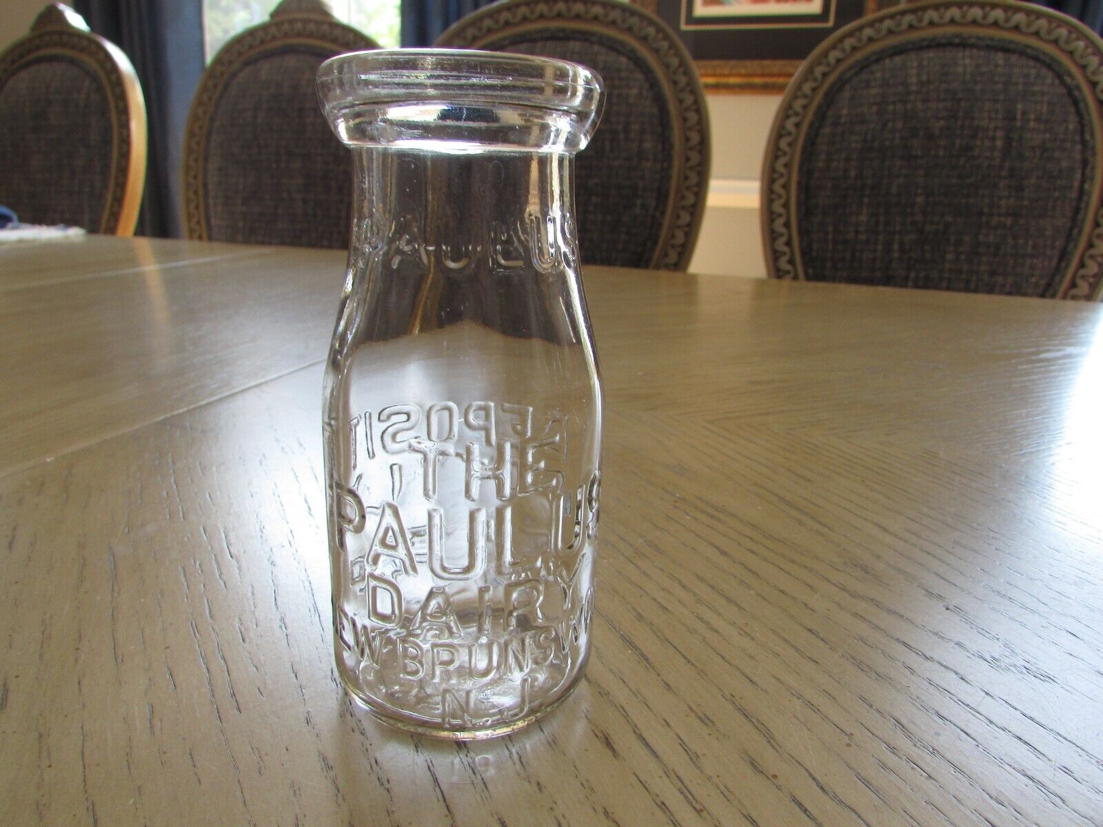 Vintage The Paulus Dairy New Brunswick NJ Half Pint Glass Bottle Thatcher Glass