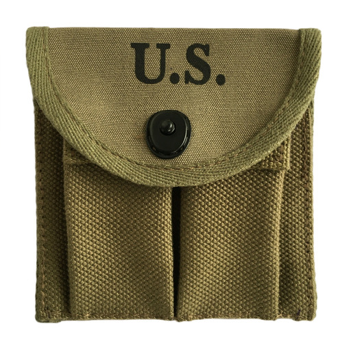 U.S. WWII Military Canvas M1 Carbine Double 1943 Butt Magazine Pouch (OD Green)