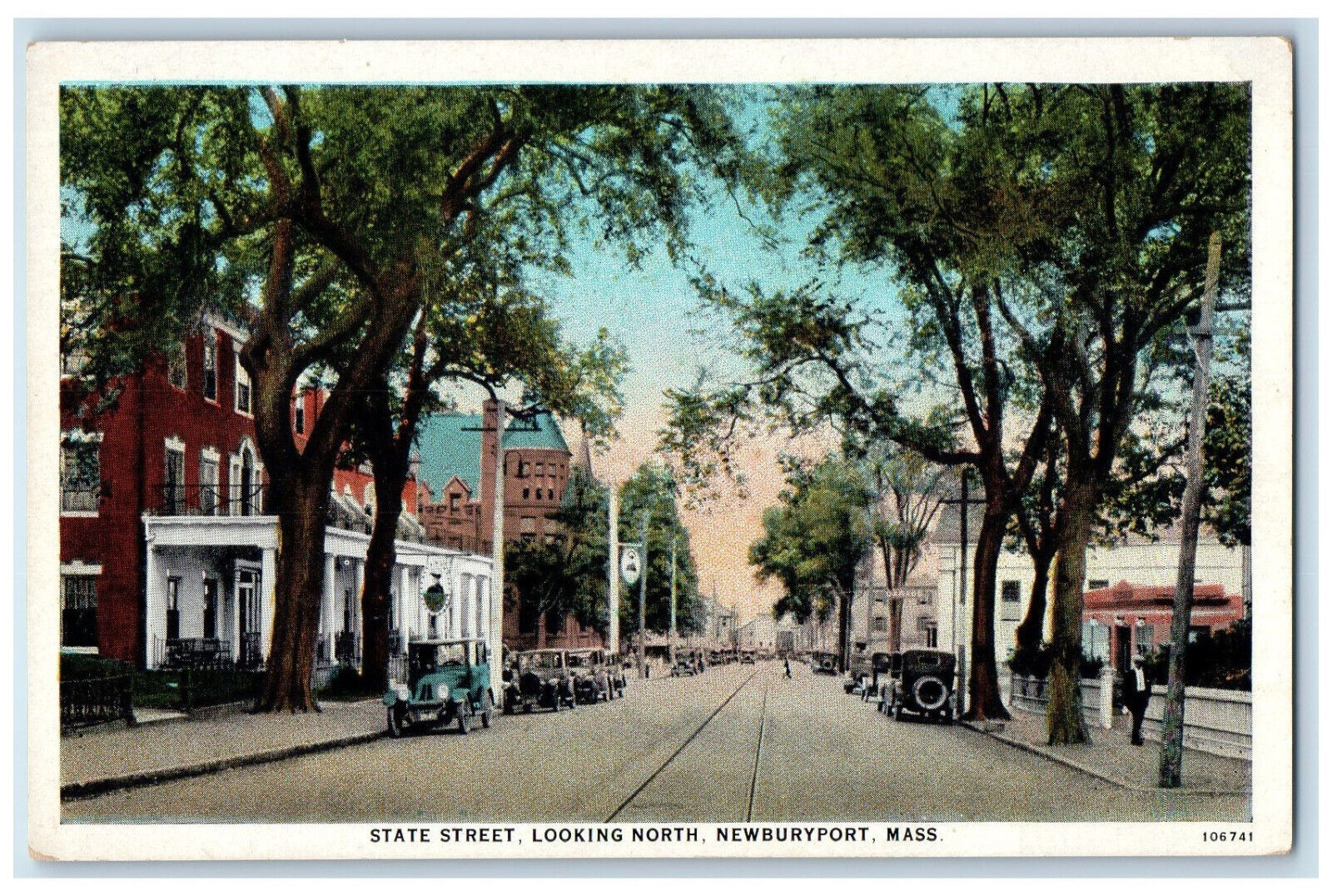 c1930's State Street Looking North Newburyport Massachusetts MA Postcard