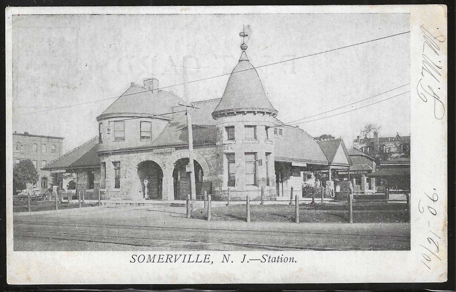 Somerville, New Jersey Train Station, Very Early Postcard, Used in 1906