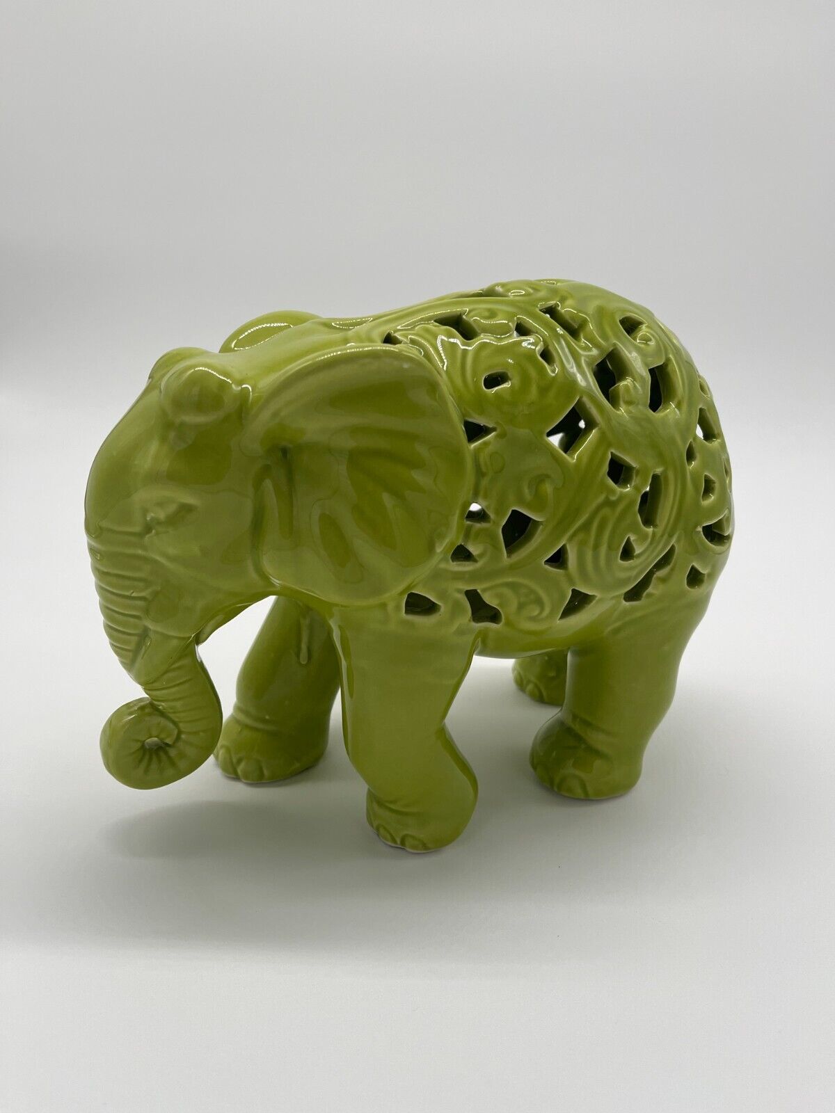 Green Bohemian Style Ceramic Elephant 