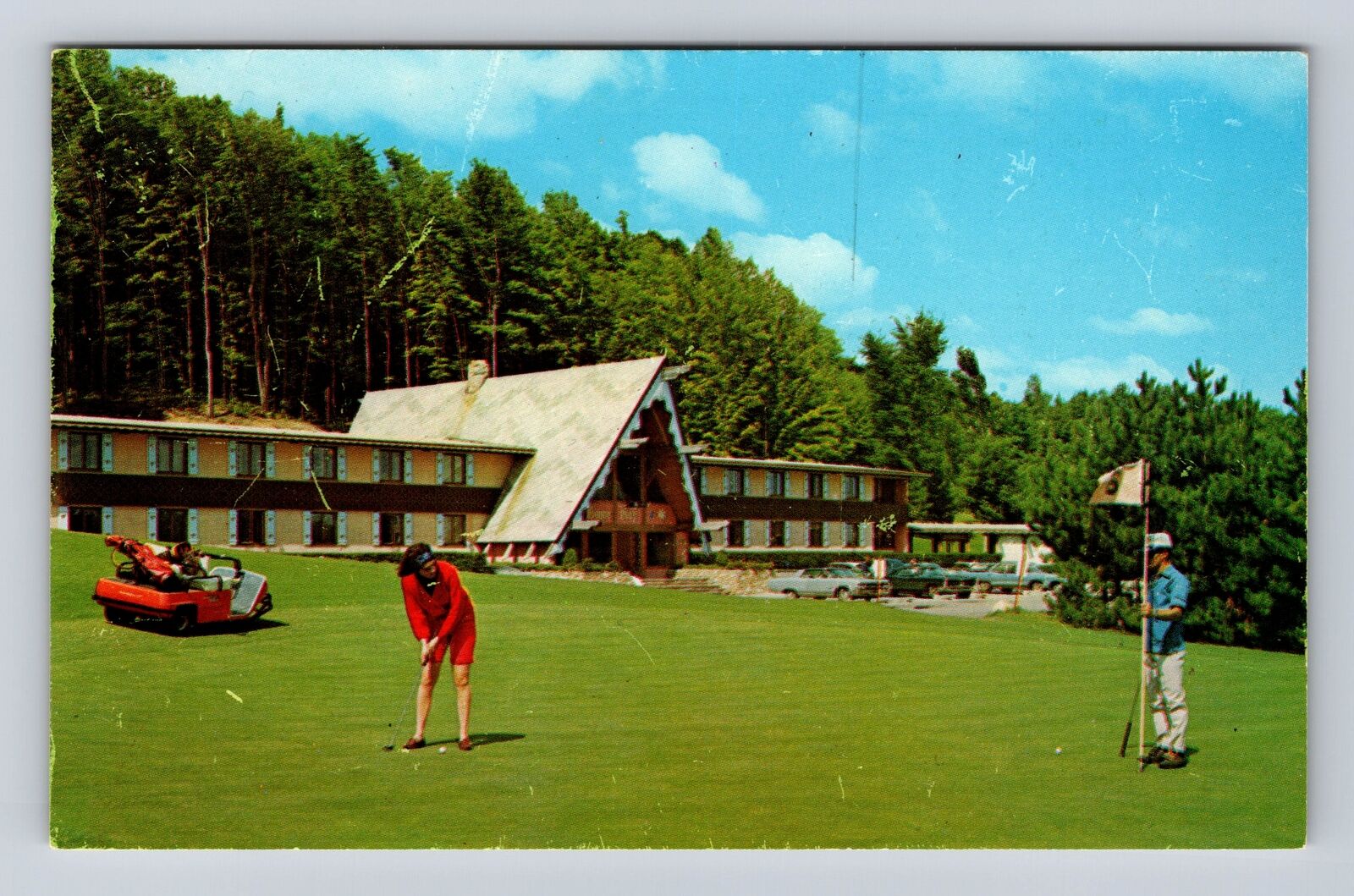 Boyne Falls MI- Michigan, Boynehof Lodge, Antique, Vintage Souvenir Postcard