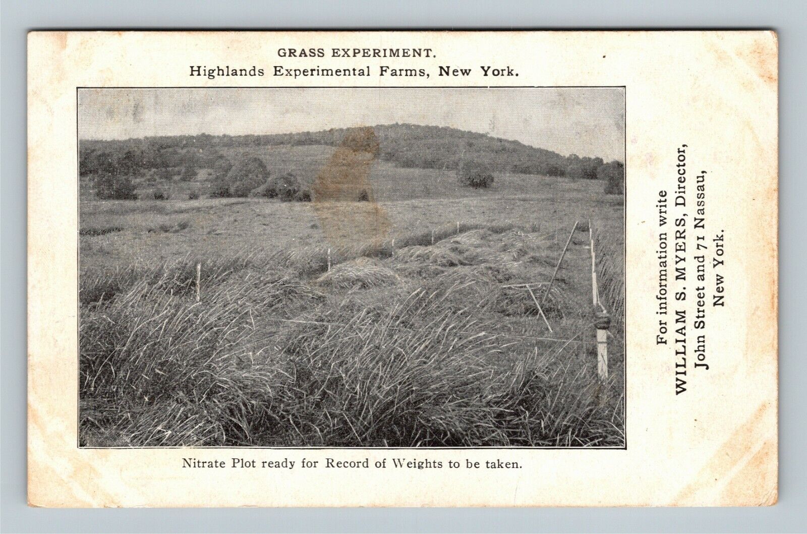 Advertisement Grass Highlands Experimental Farm New York c1910 Vintage Postcard