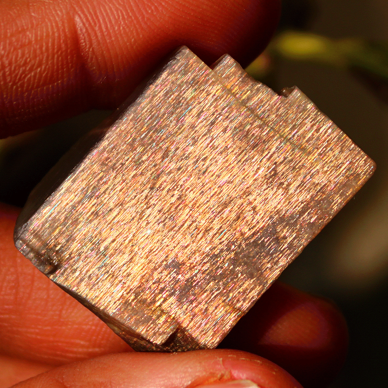 13.9g Natural Rainbow Fire Lattice Sunstone Raw Crystal Slice Rare Specimen Slab