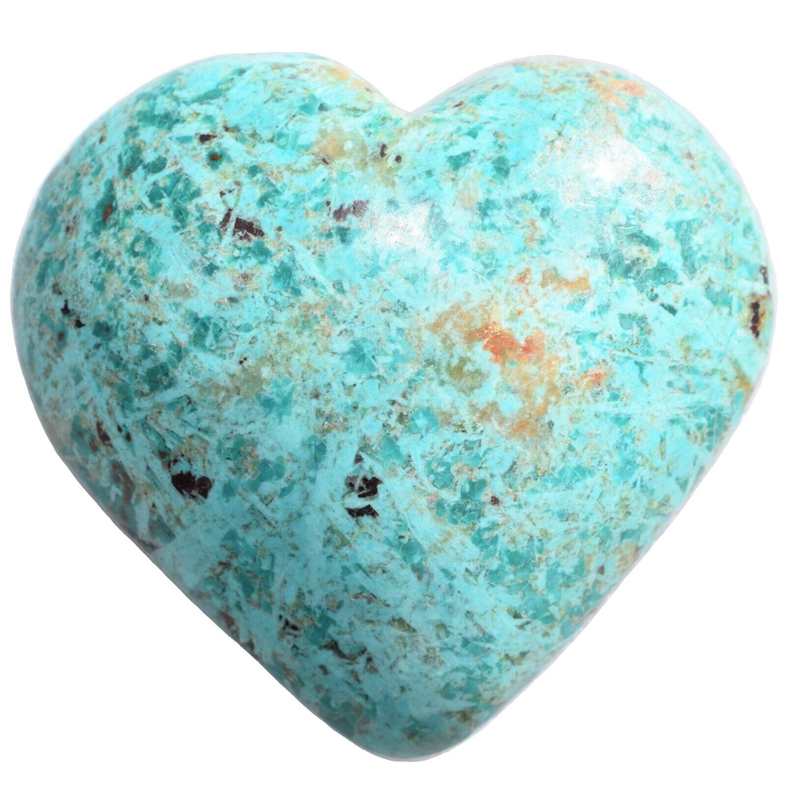 Charged Top-Grade Turquoise Crystal Puffy Heart / Palm Stone + Selenite Heart