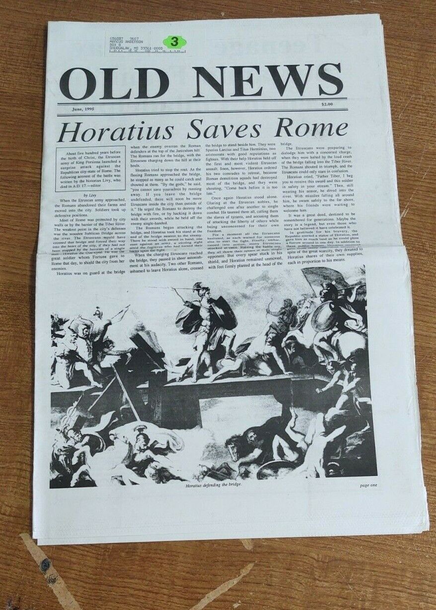 OLD NEWS- JUNE 1995-HORATIUS SAVES ROME- HISTORICAL