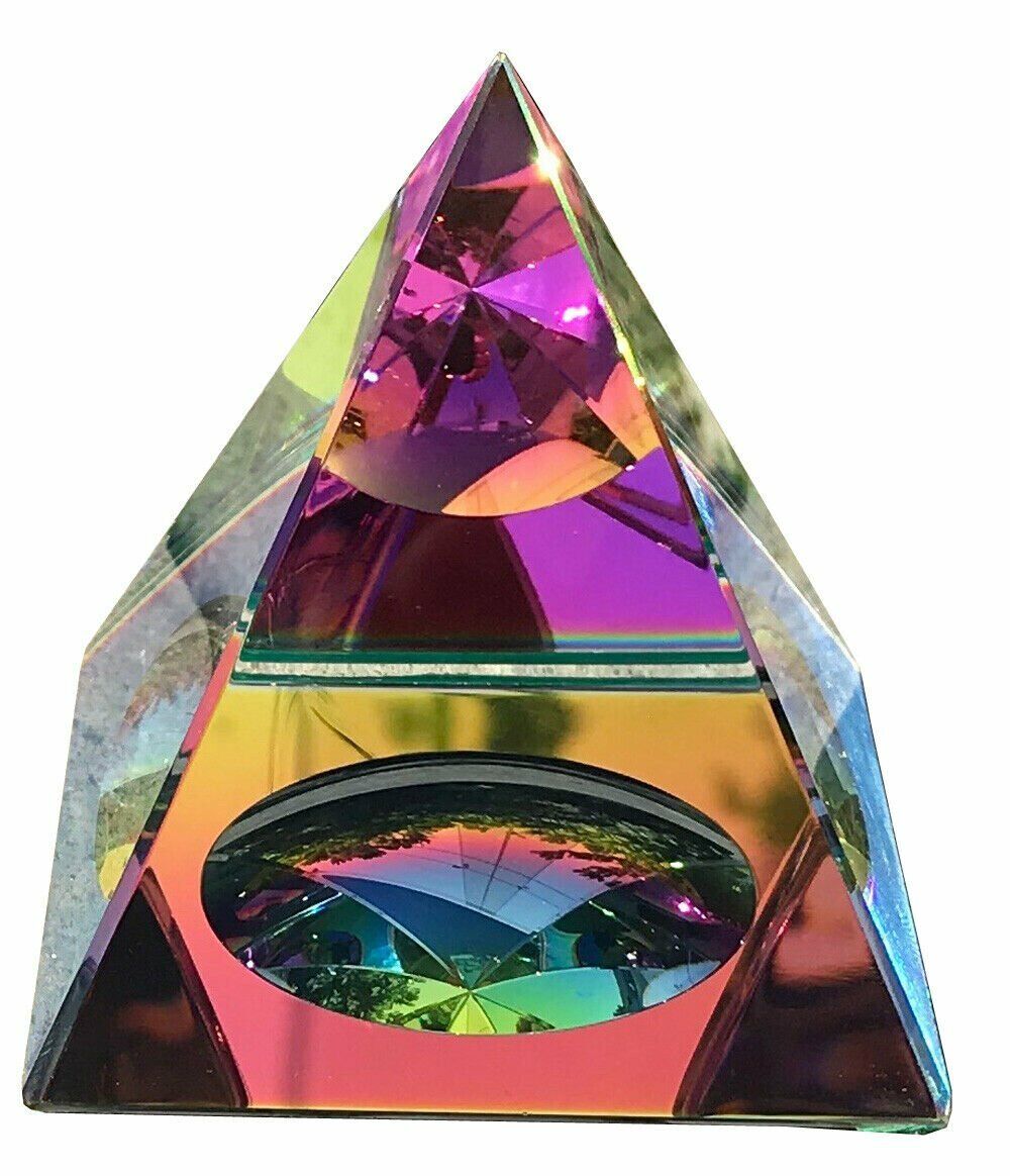 Crystal Iridescent Pyramid - Rainbow Colors 3.5\