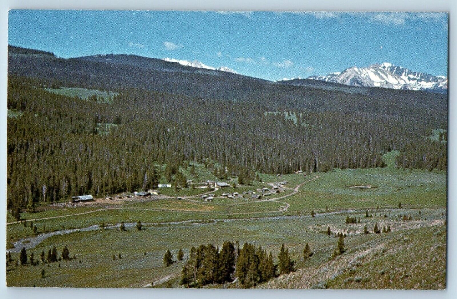 Gallatin Gateway Montana MT Postcard Nine Quarter Circle Ranch Aerial View c1960