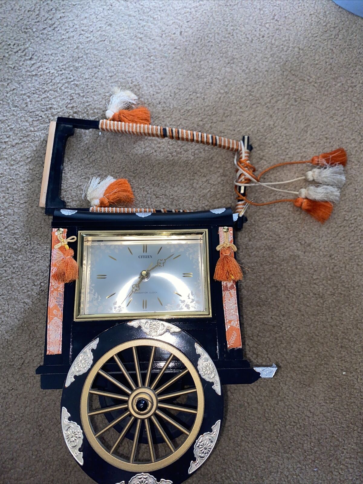 Rare Vintage Citizen Transistor Clock Asian Chariot Wagon Made In Japan (READ)