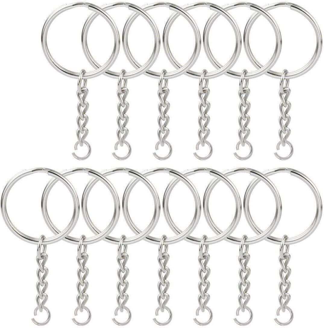150 Pcs 1 Inch / 25 Mm Split Key Rings Chain Silver Key Chain Ring Key Chains