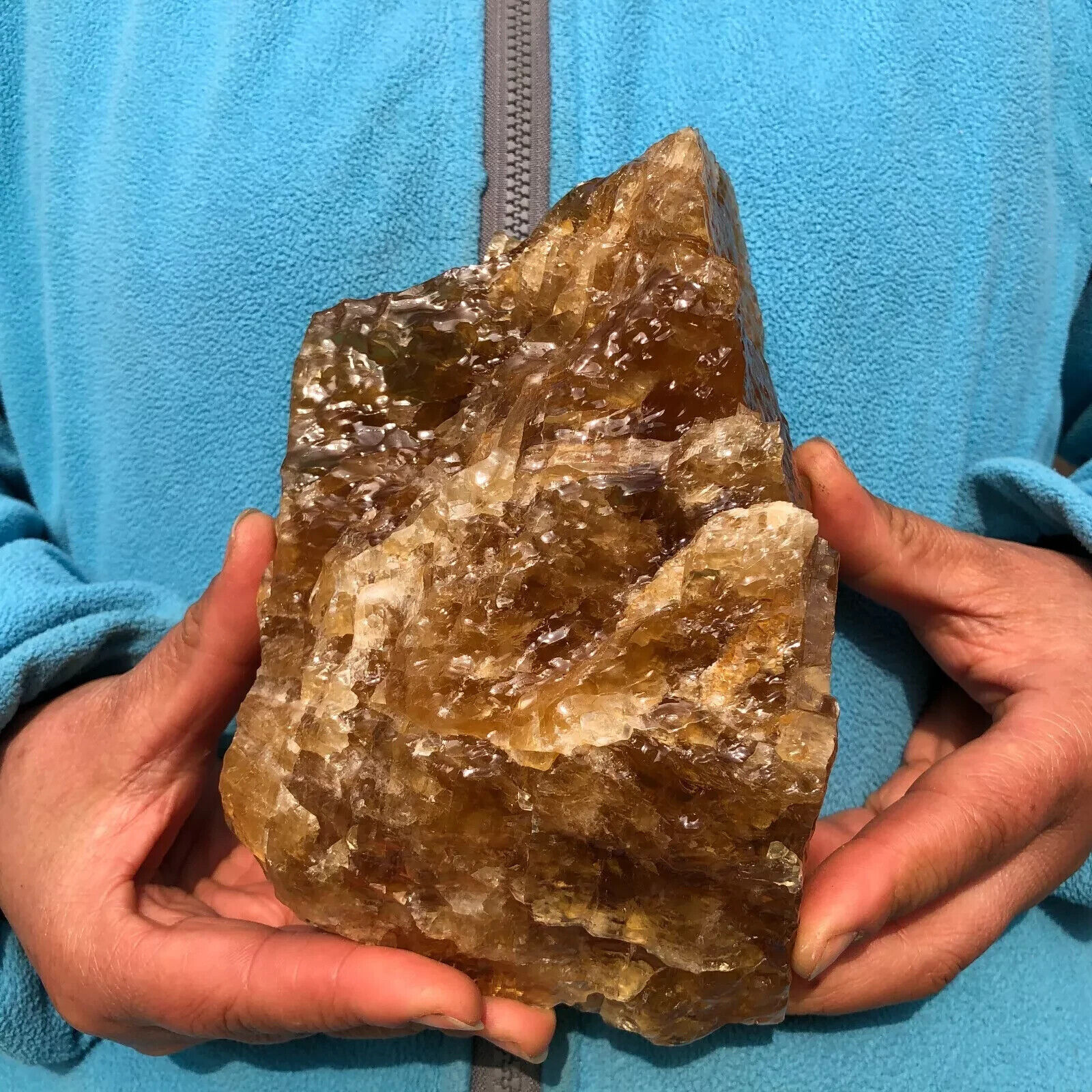 3.2 LB Natural Yellow Amber Calcite Quartz Crystal Mineral Specimen Healing