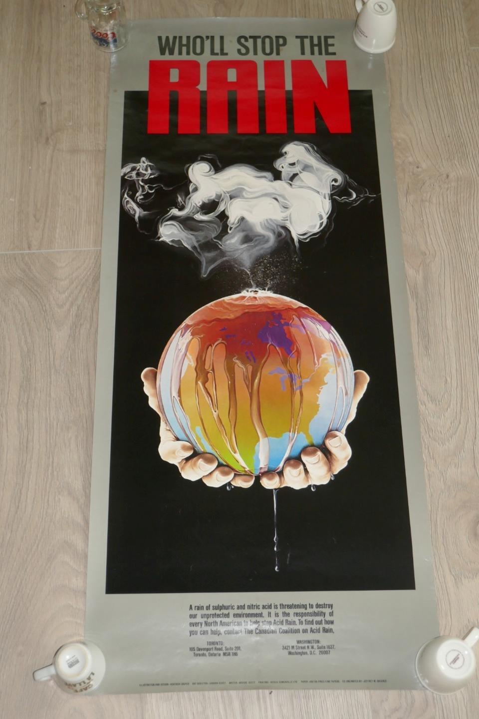 Vintage Acid Rain Poster Environmental Political 15 x 37