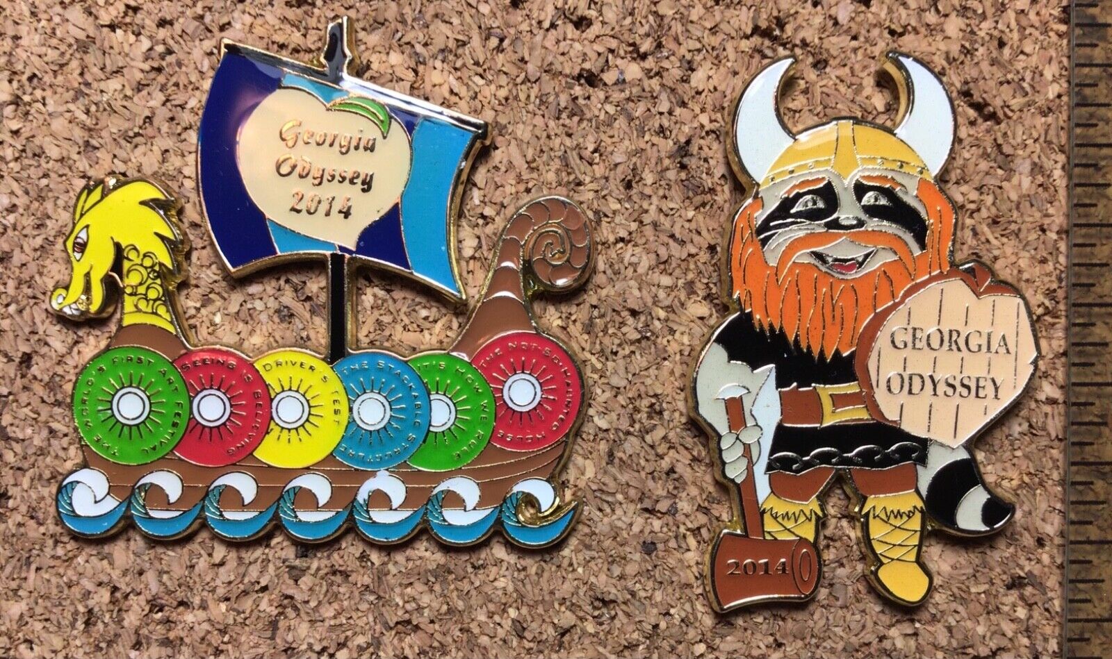 Georgia 2014 Odyssey of the Mind World Finals - 2 Pin Set - OMER Viking and Ship