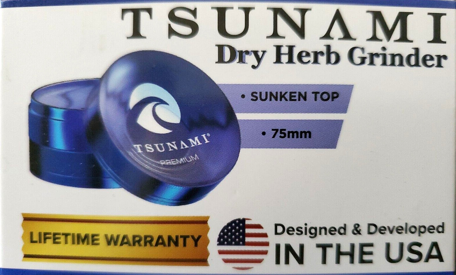 Tsunami Herb Grinder 75mm Blue
