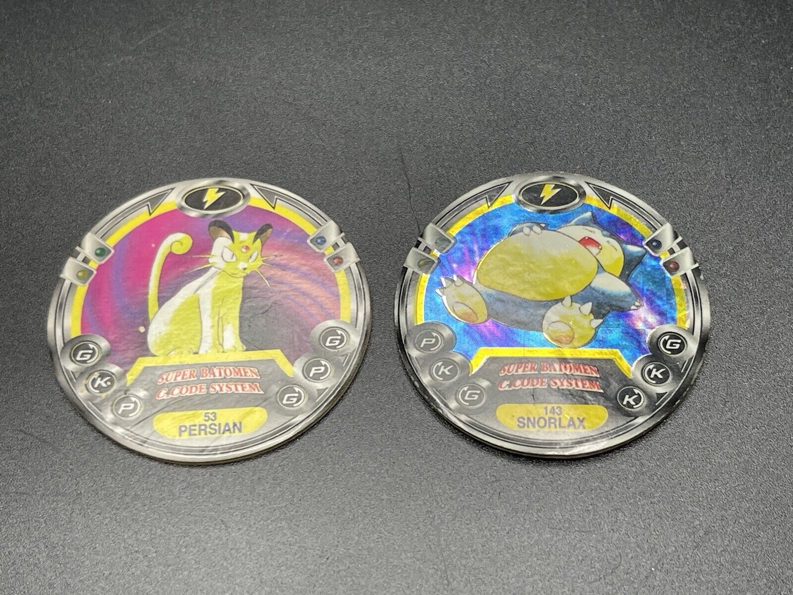 Pokemon Challenge Board Discs #53 Persian #143 Snorlax Nintendo Tomy