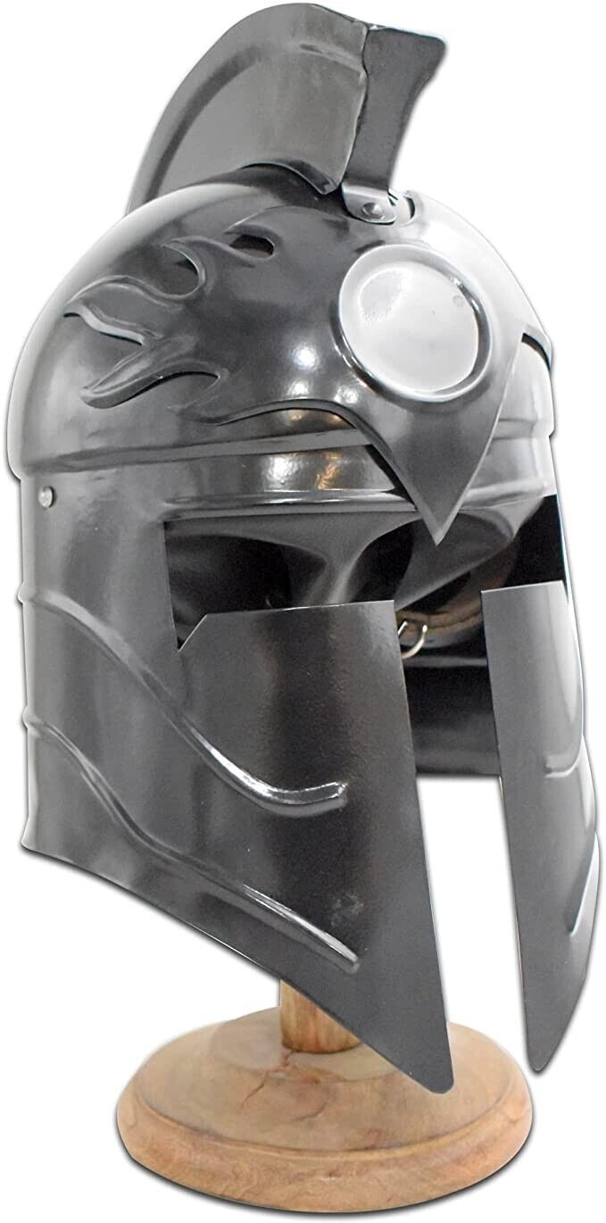 Medieval 18G Steel Greek Spartan Larp Helmet with Leather Liner